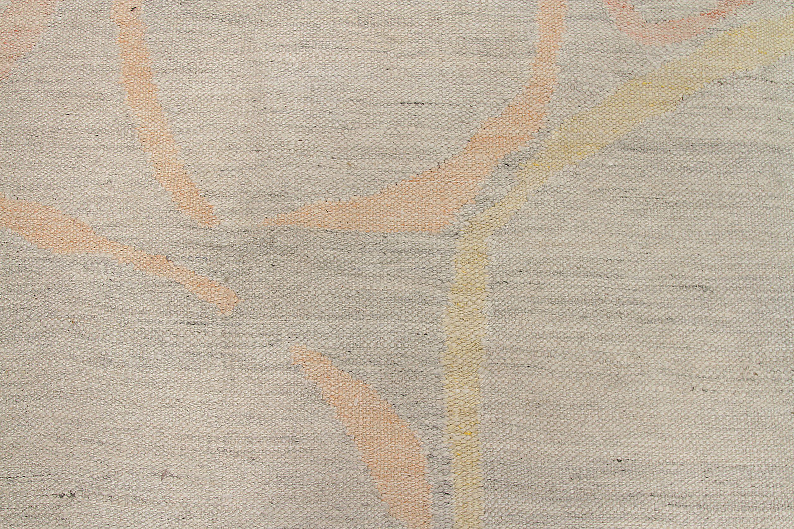 Tribal Afghanistan Scandinavian Area Rugs Circa 1990 - Wool Ivory Pink Yellow - 92570 For Sale