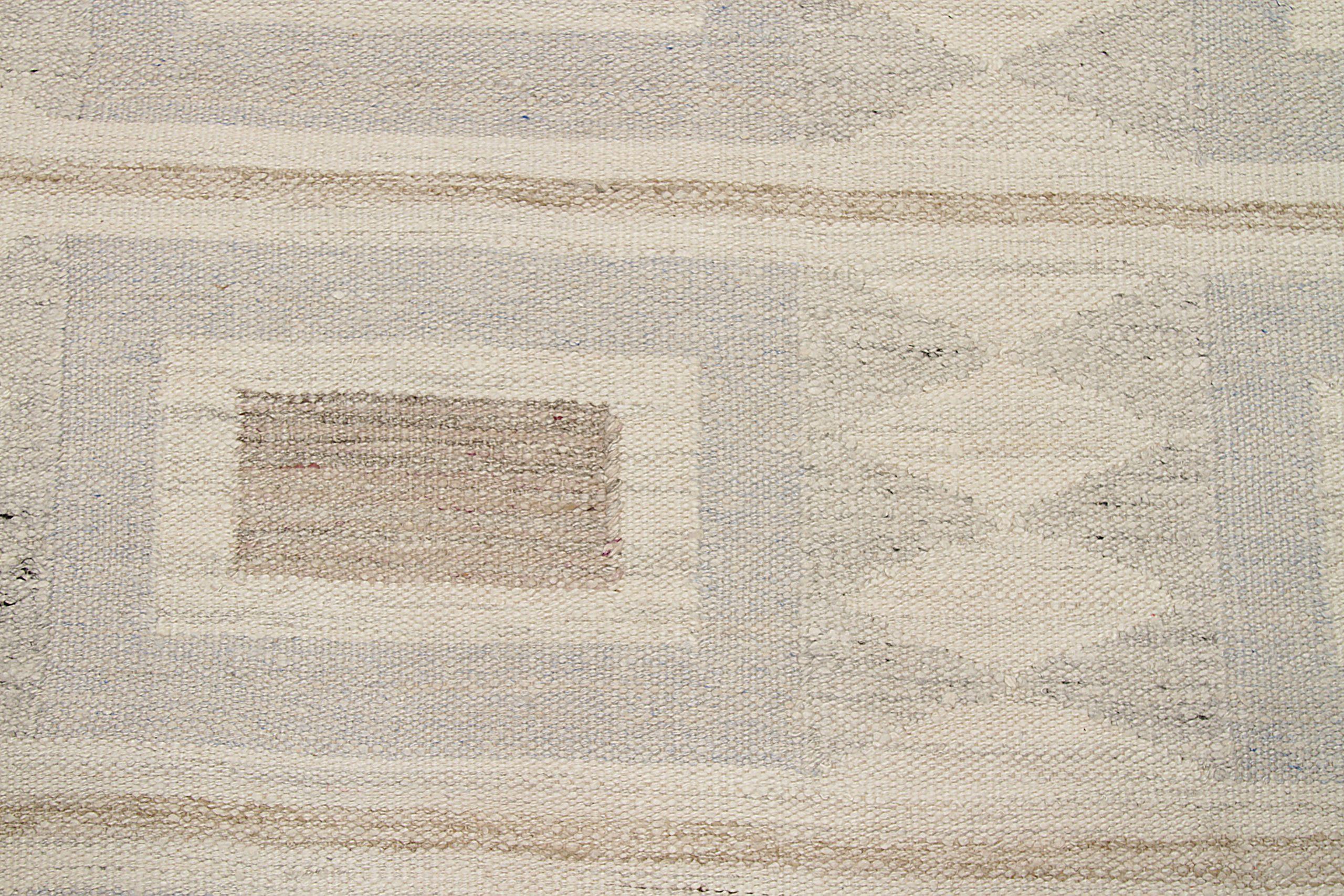 Skandinavische Afghanistan-Teppiche Circa 1990 - Wolle Elfenbein Taupe Design - 92582 (Stammeskunst) im Angebot