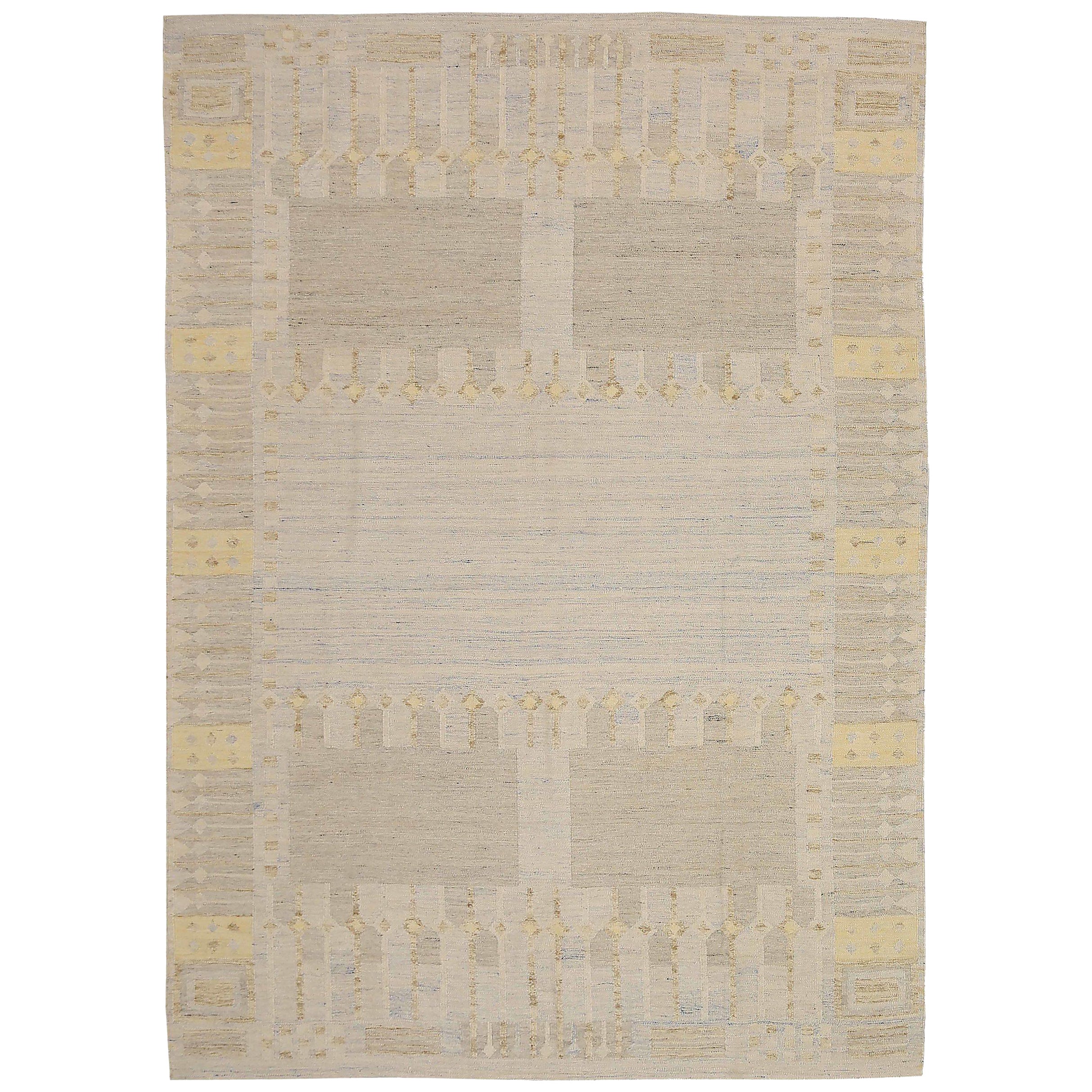 Afghanistan Skandinavische Teppiche - Wolle Elfenbein Gelb Design - 92603