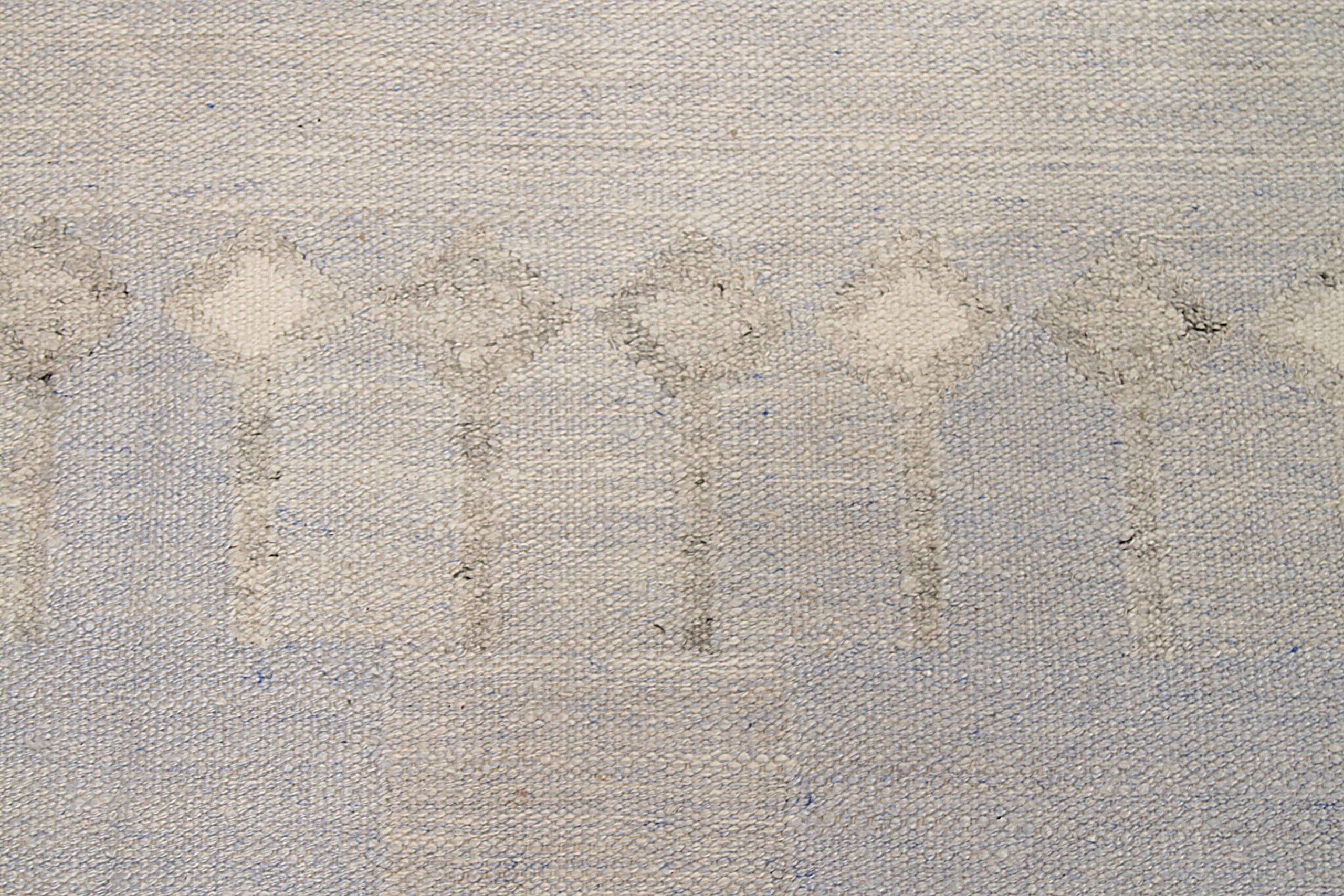 Alfombra Escandinava Afgana Circa 1990 - Lana Azul Marfil - 92590 Afgano en venta
