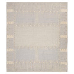 Skandinavischer übergroßer Afghanistan-Teppich Circa 1990 - Wolle Blau Elfenbein - 92590