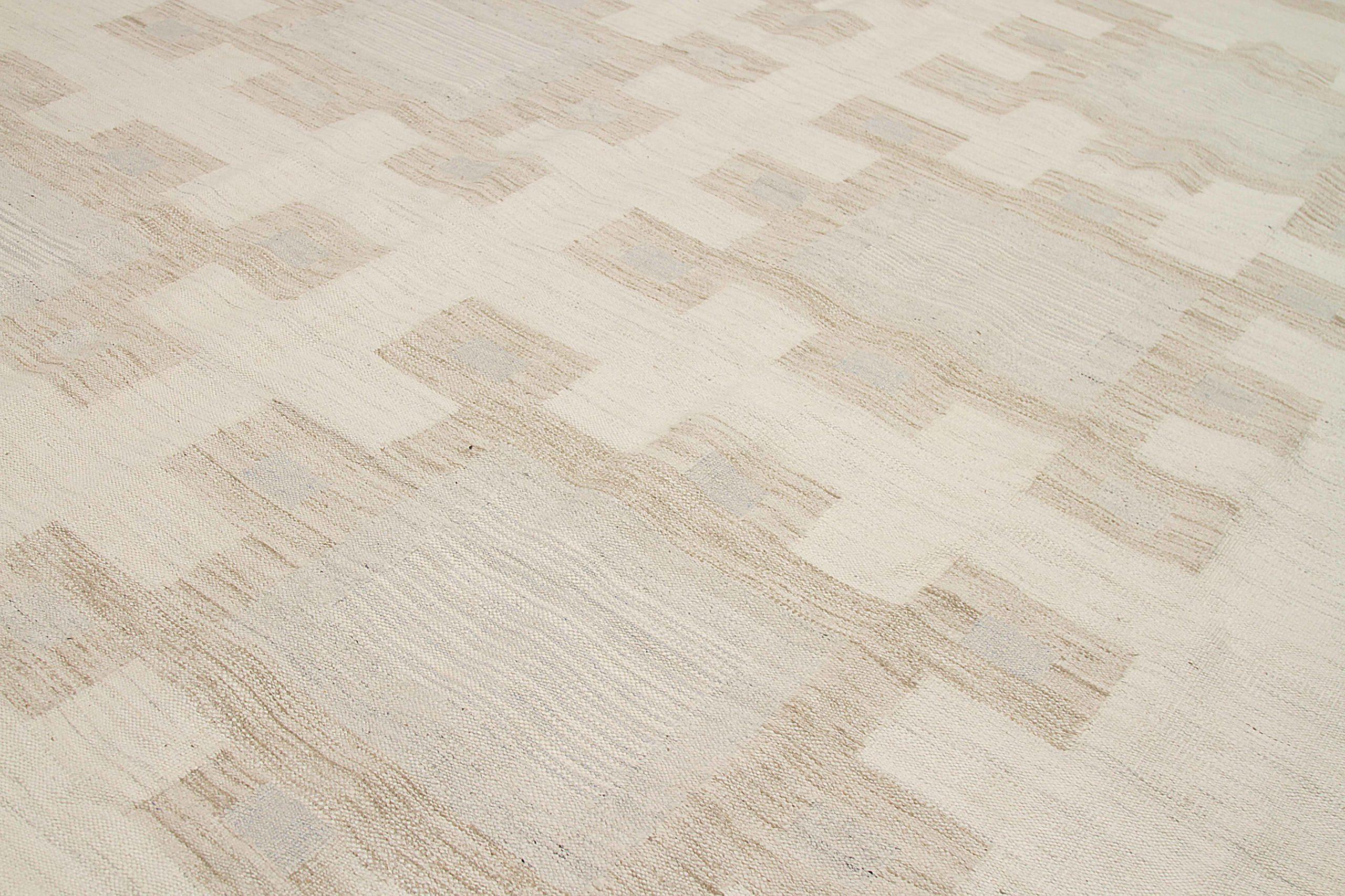 Afghanistan Skandinavischer Over Size-Teppich Circa 1990 - Wolle Blau Taupe - 92584 (Afghanisch) im Angebot