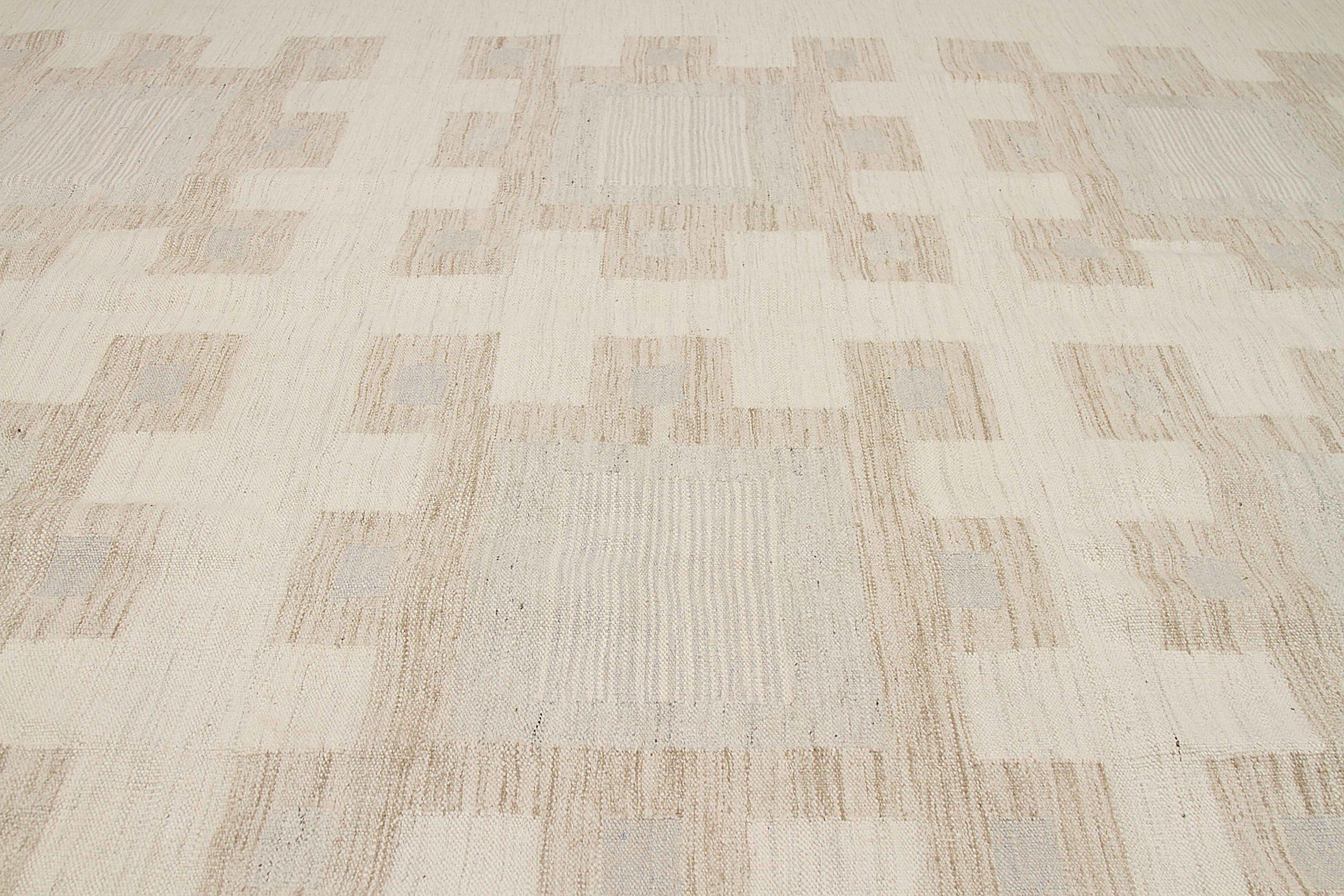 Afghanistan Skandinavischer Over Size-Teppich Circa 1990 - Wolle Blau Taupe - 92584 im Zustand „Hervorragend“ im Angebot in Dallas, TX