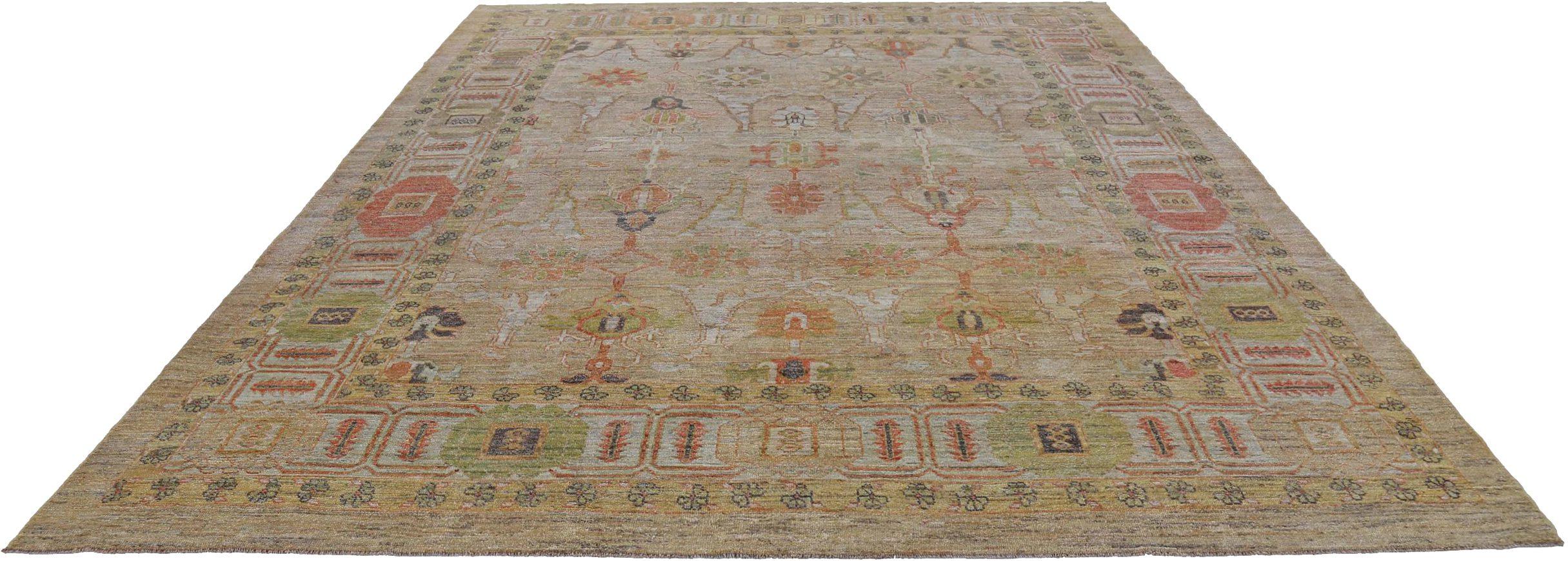 Scopri l'eleganza dell'Afghanistan Serapi con i tappeti per l'area CIRCA del 1990. Disegnato con lana e marrone-verde-rosa, questo design esclusivo è perfetto per valorizzare il tuo spazio.