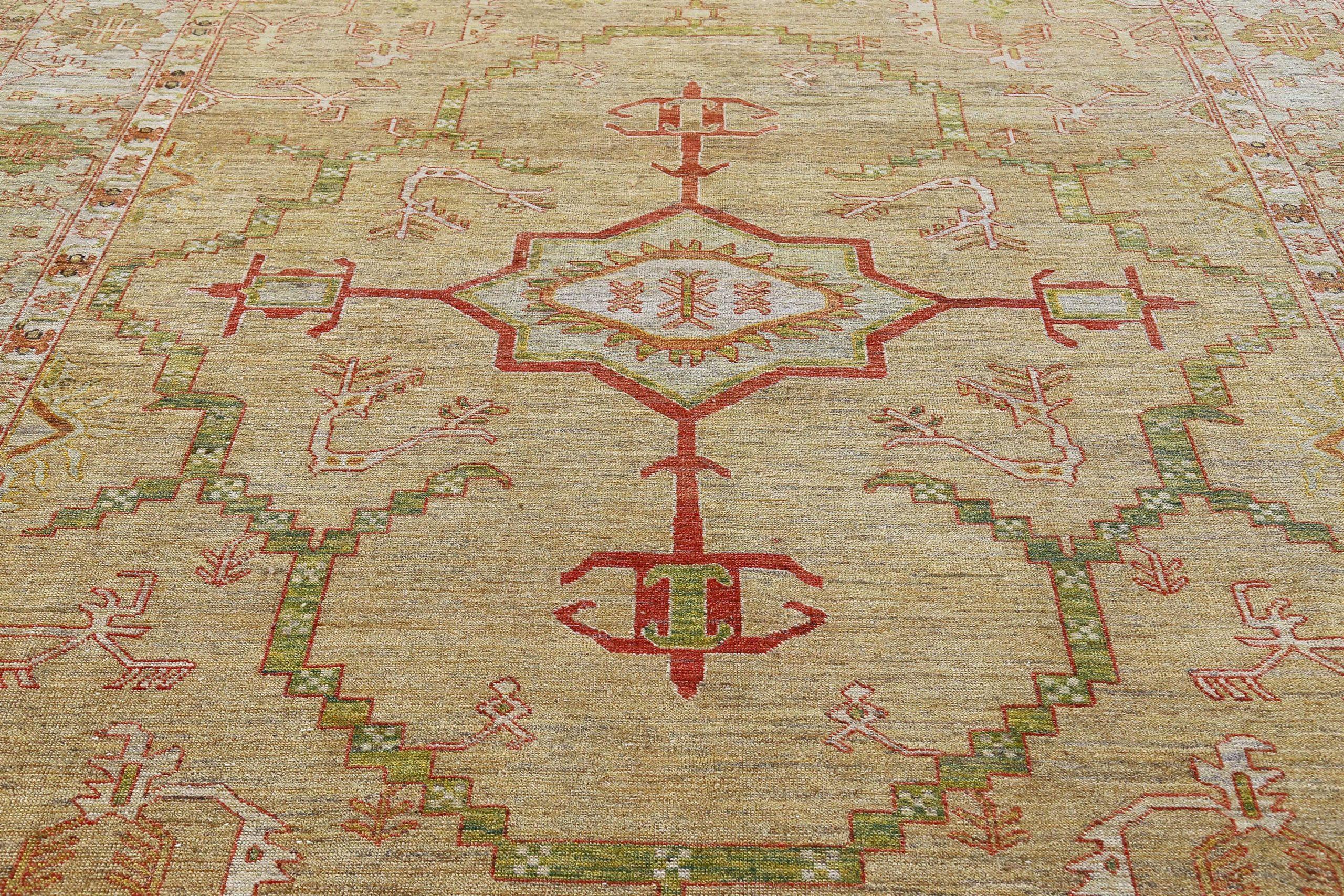 Tappeti Afghanistan Serapi Circa 1990 - Lana Verde Rosso Design - 90903 In condizioni ottime in vendita a Dallas, TX