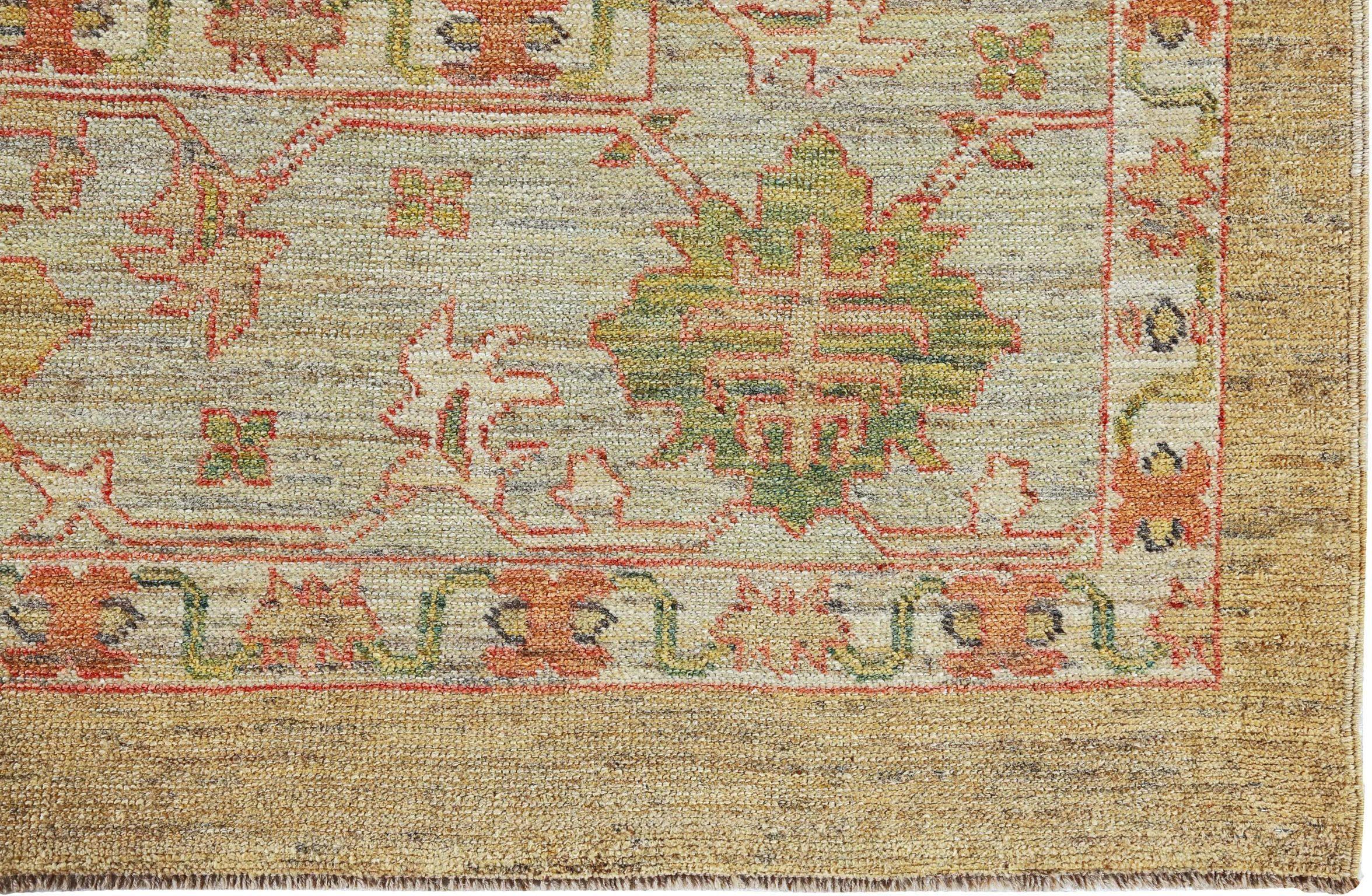 XX secolo Tappeti Afghanistan Serapi Circa 1990 - Lana Verde Rosso Design - 90903 in vendita