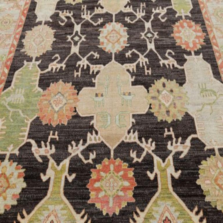 Tribale Tappeti Afghanistan Serapi - Lana Marrone Verde Avorio Rosa - 90984 in vendita