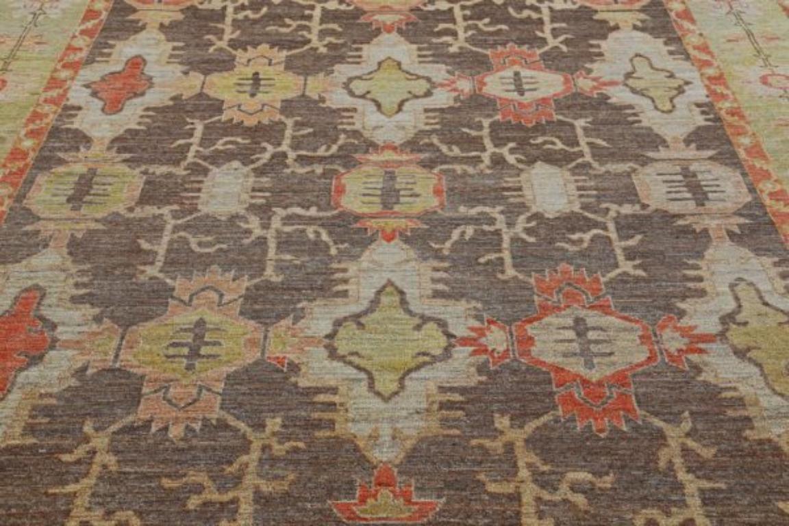 Tribale Tappeti Afghanistan Serapi - Lana Marrone Verde Avorio Rosso - 91006 in vendita