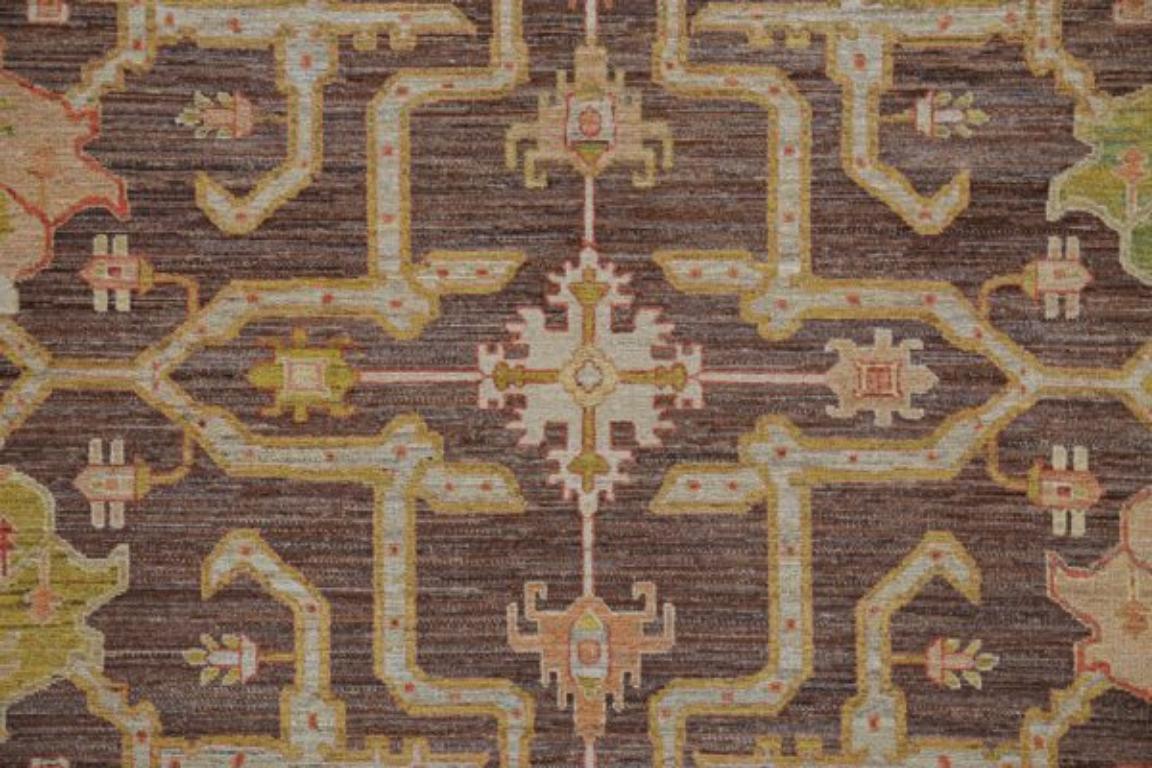 Afghanistan Serapi Teppiche - Wolle Braun Elfenbein Design - 91065 (Afghanisch) im Angebot
