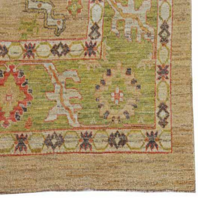 Afghanistan Serapi-Teppiche - Wolle Grün Elfenbein Rosa Design - 90988 im Zustand „Hervorragend“ im Angebot in Dallas, TX