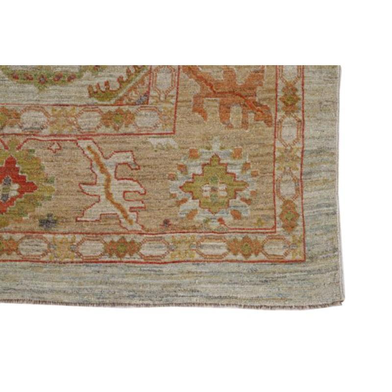 Afghanistan Serapi-Teppiche aus Wolle in Grün, Elfenbein, Rosa und Rot - 90976 im Zustand „Hervorragend“ im Angebot in Dallas, TX