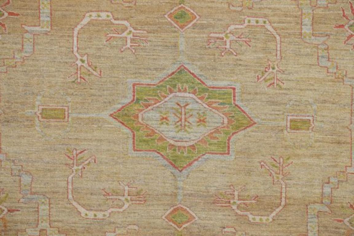 Afghanistan Serapi-Teppiche - Wolle Grün Elfenbein Rot Design - 90891 (Afghanisch) im Angebot