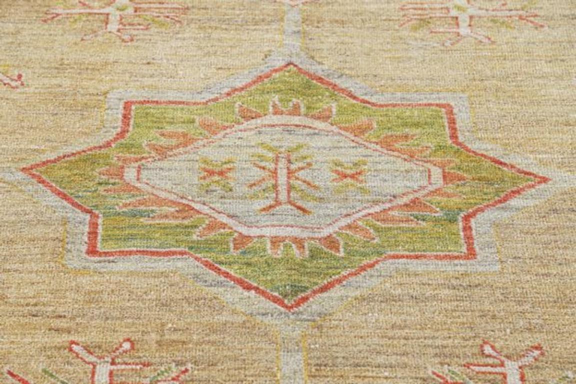 Afghanistan Serapi-Teppiche - Wolle Grün Elfenbein Rot Design - 90891 im Zustand „Hervorragend“ im Angebot in Dallas, TX