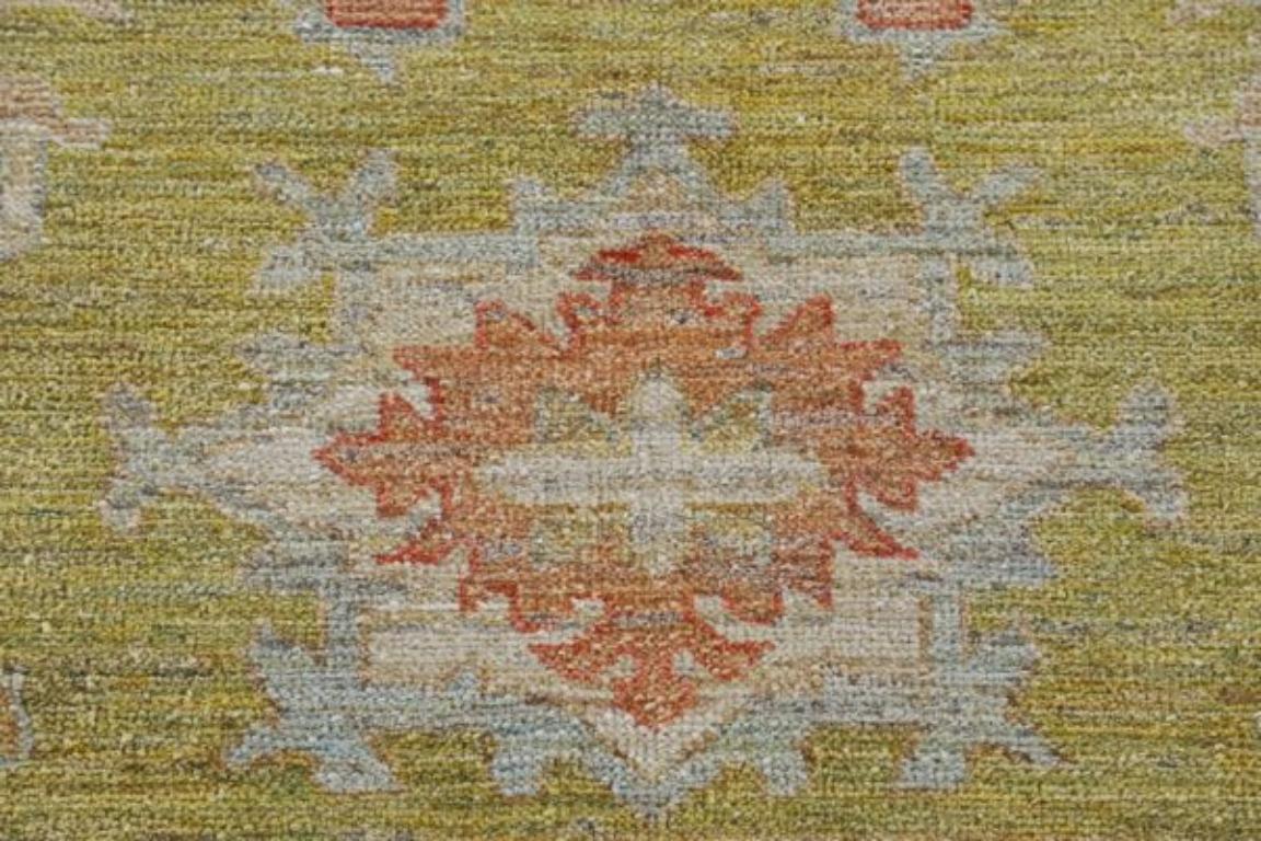 Afghanistan Serapi-Teppiche - Wolle Grün Hellblau Rot - 91058 im Zustand „Hervorragend“ im Angebot in Dallas, TX