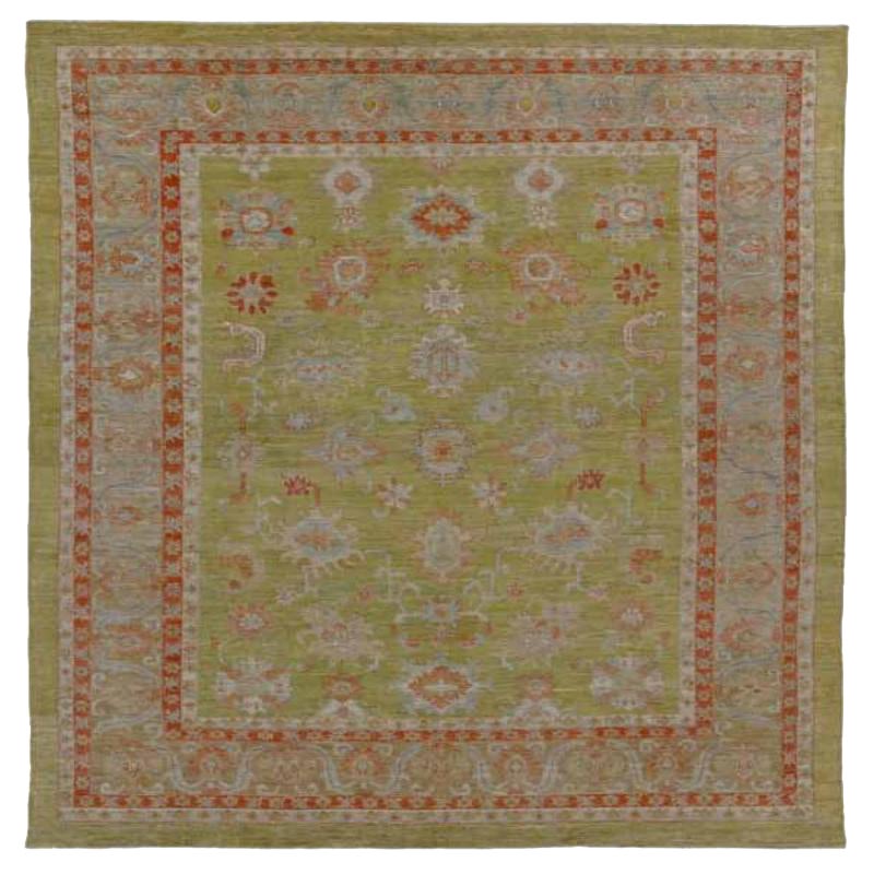 Tapis Serapi Afghanistan vert clair bleu rouge - 91058