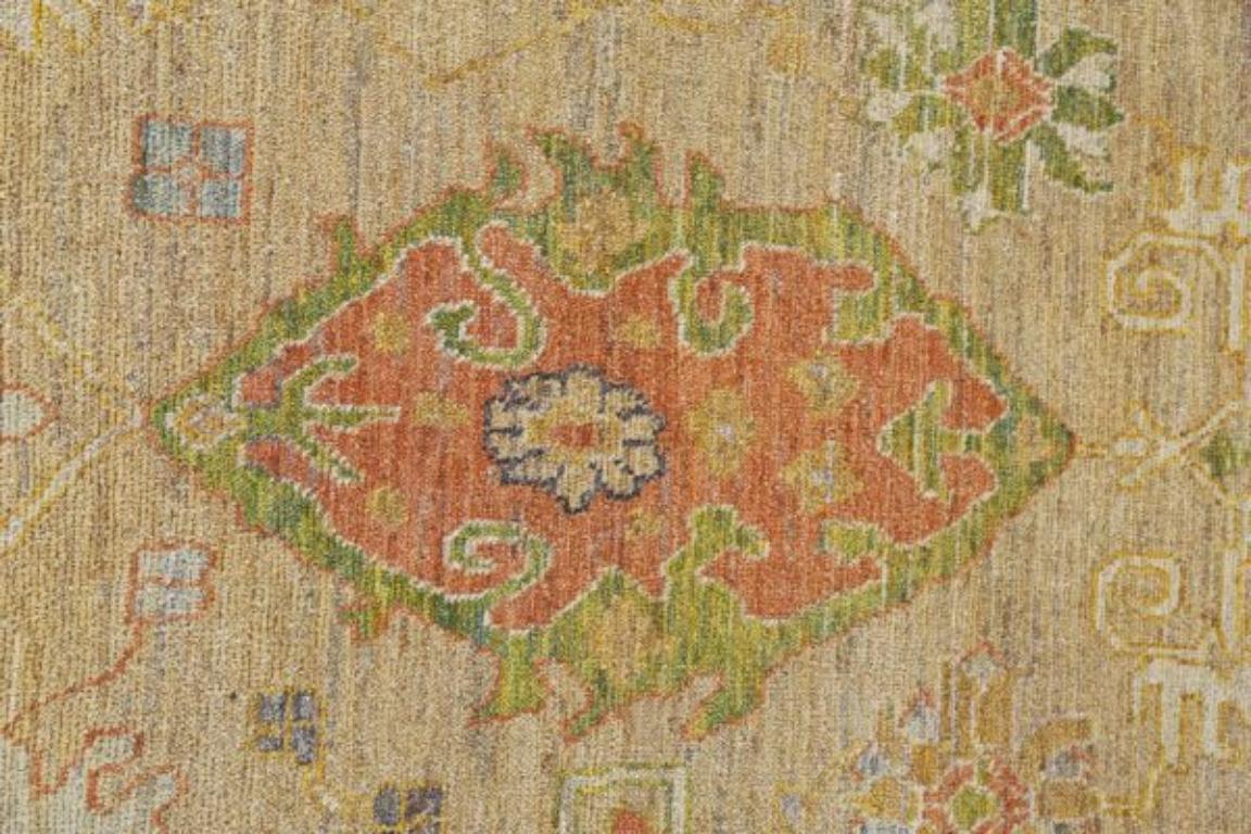 Afghanistan Serapi Over Size Teppich - Wolle Blau Grün Elfenbein Rot - 90996 (Stammeskunst) im Angebot