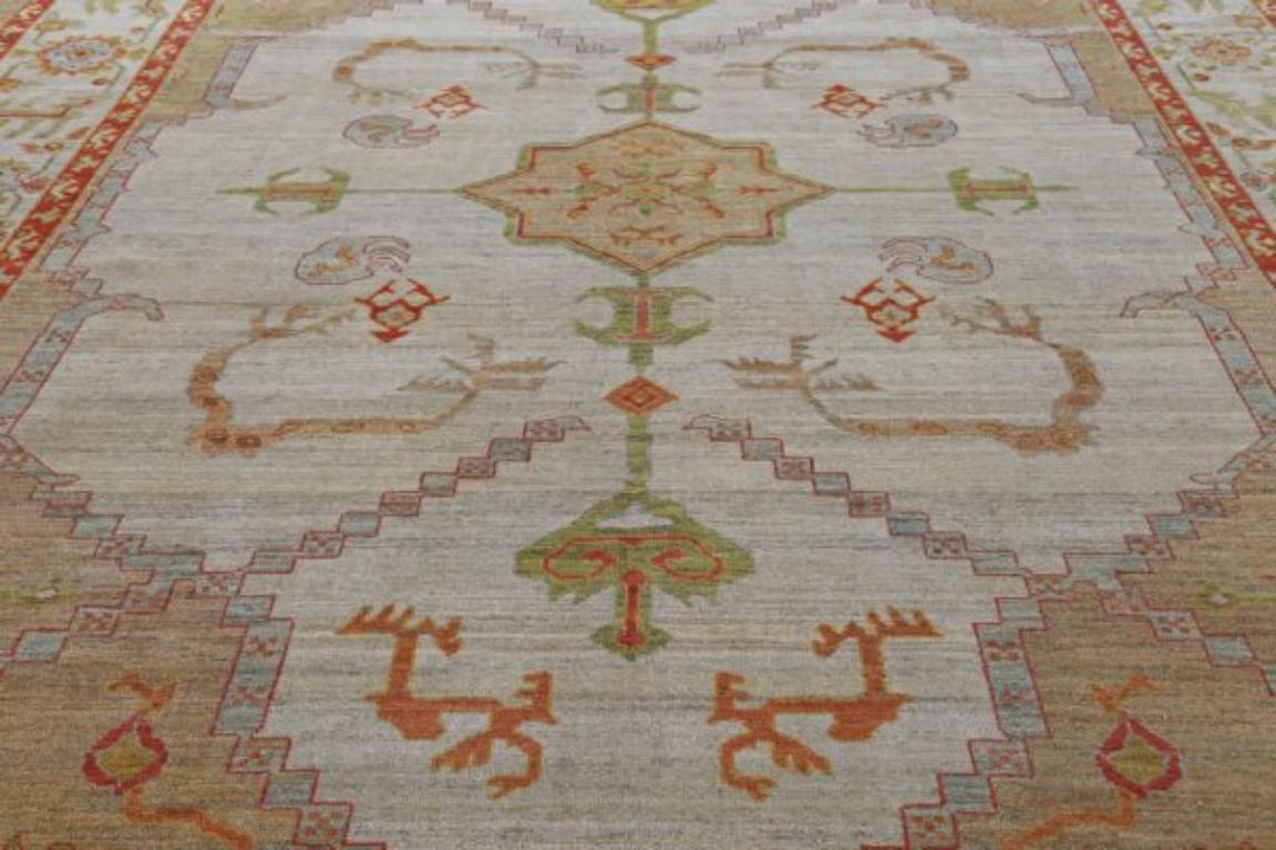 Afghanistan Serapi Over Size Teppich - Wolle Braun Elfenbein Rot - 91041 (Stammeskunst) im Angebot