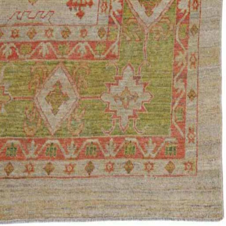 Afghanistan Serapi Over Size Teppich - Wolle Grün Elfenbein Design - 91019 (Afghanisch) im Angebot