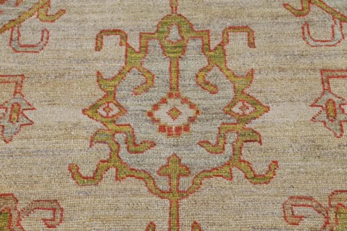 Afghanistan Serapi Over Size Teppich - Wolle Grün Elfenbein Design - 91019 im Zustand „Hervorragend“ im Angebot in Dallas, TX