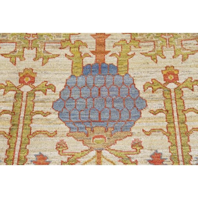Afghanistan Serapi Over Size Teppich - Wolle Grün Elfenbein Rot - 90975 (Afghanisch) im Angebot