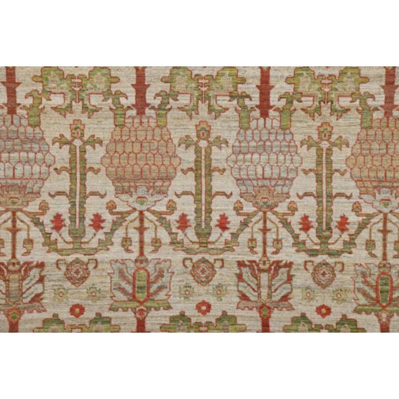 Afghanistan Serapi Over Size Teppich - Wolle Grün Elfenbein Rot - 90975 im Zustand „Hervorragend“ im Angebot in Dallas, TX