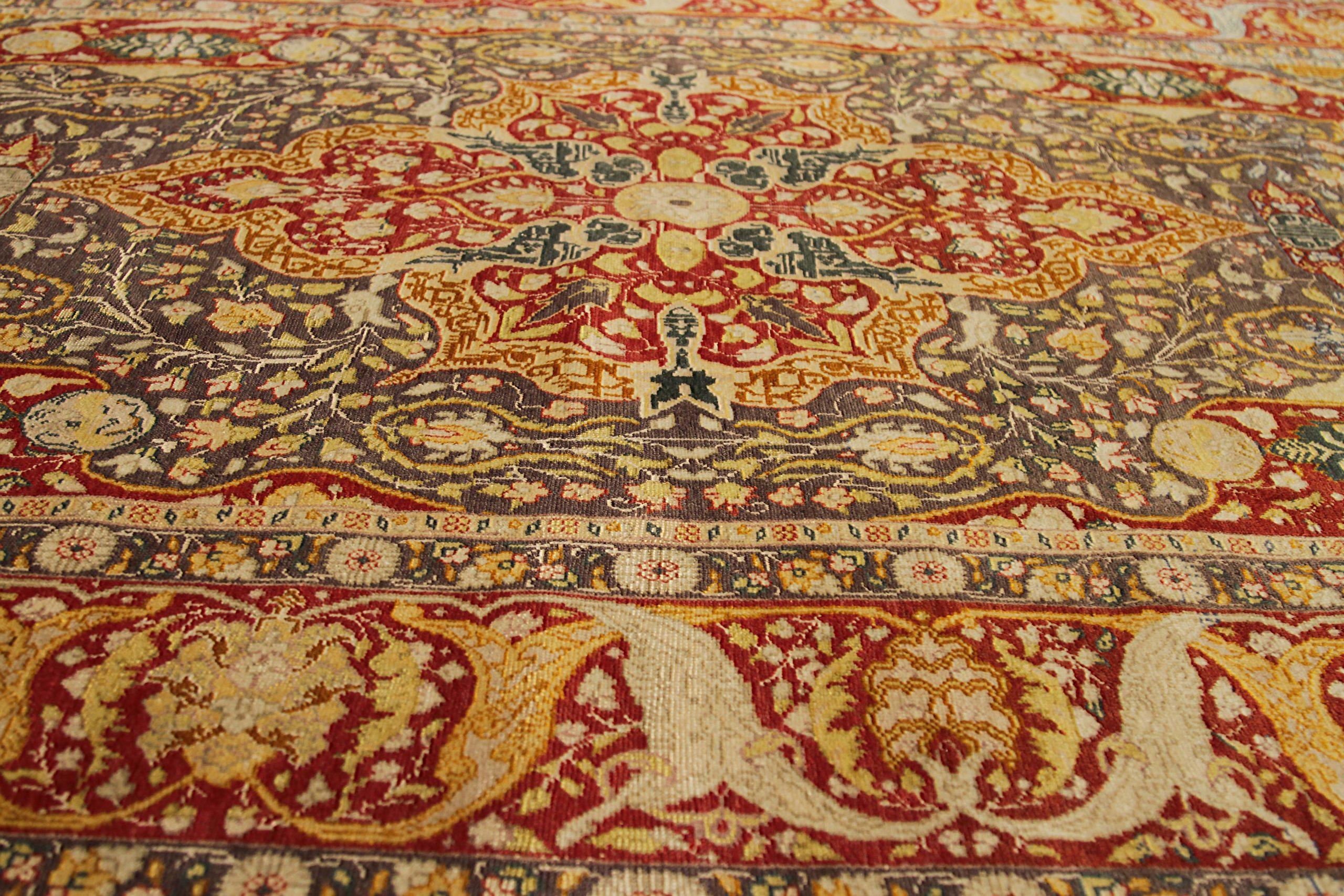 20th Century Afghanistan Sivas Small Rug Circa 1940 - Wool Brown Red Yellow 73277 For Sale