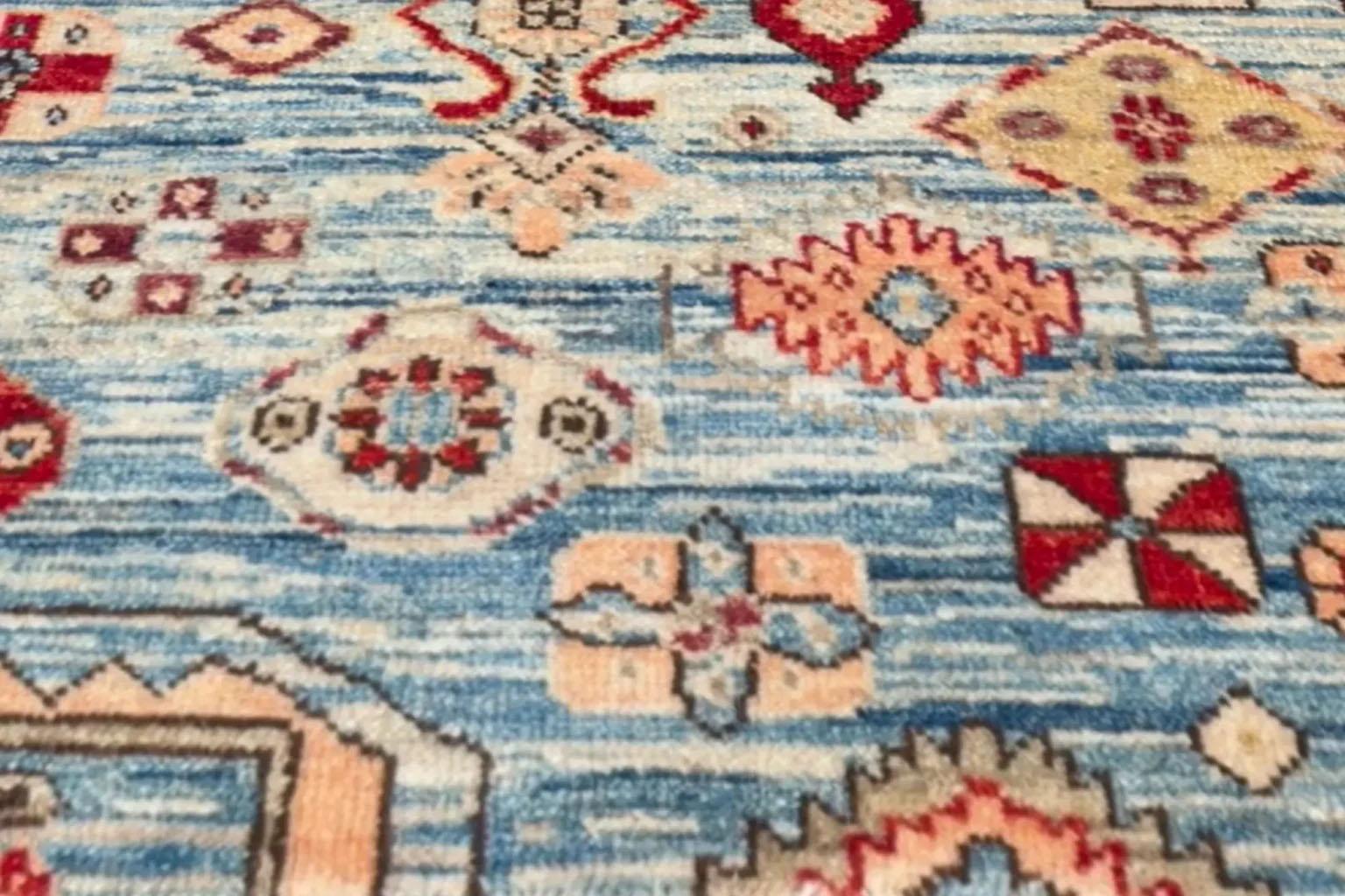 20ième siècle Tapis Afghanistan Small Design - Tribal Design - Rouge Bleu Ivoire en vente