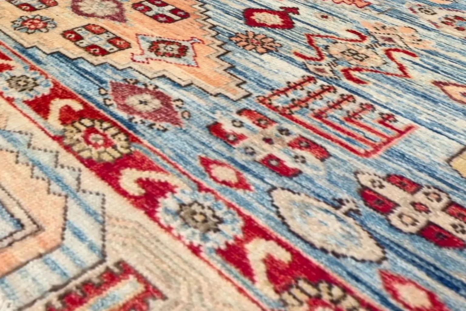 Tapis Afghanistan Small Design - Tribal Design - Rouge Bleu Ivoire en vente 2