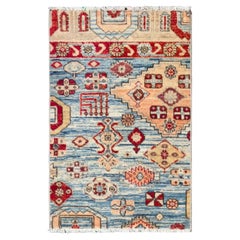 Tapis Afghanistan Small Design - Tribal Design - Rouge Bleu Ivoire