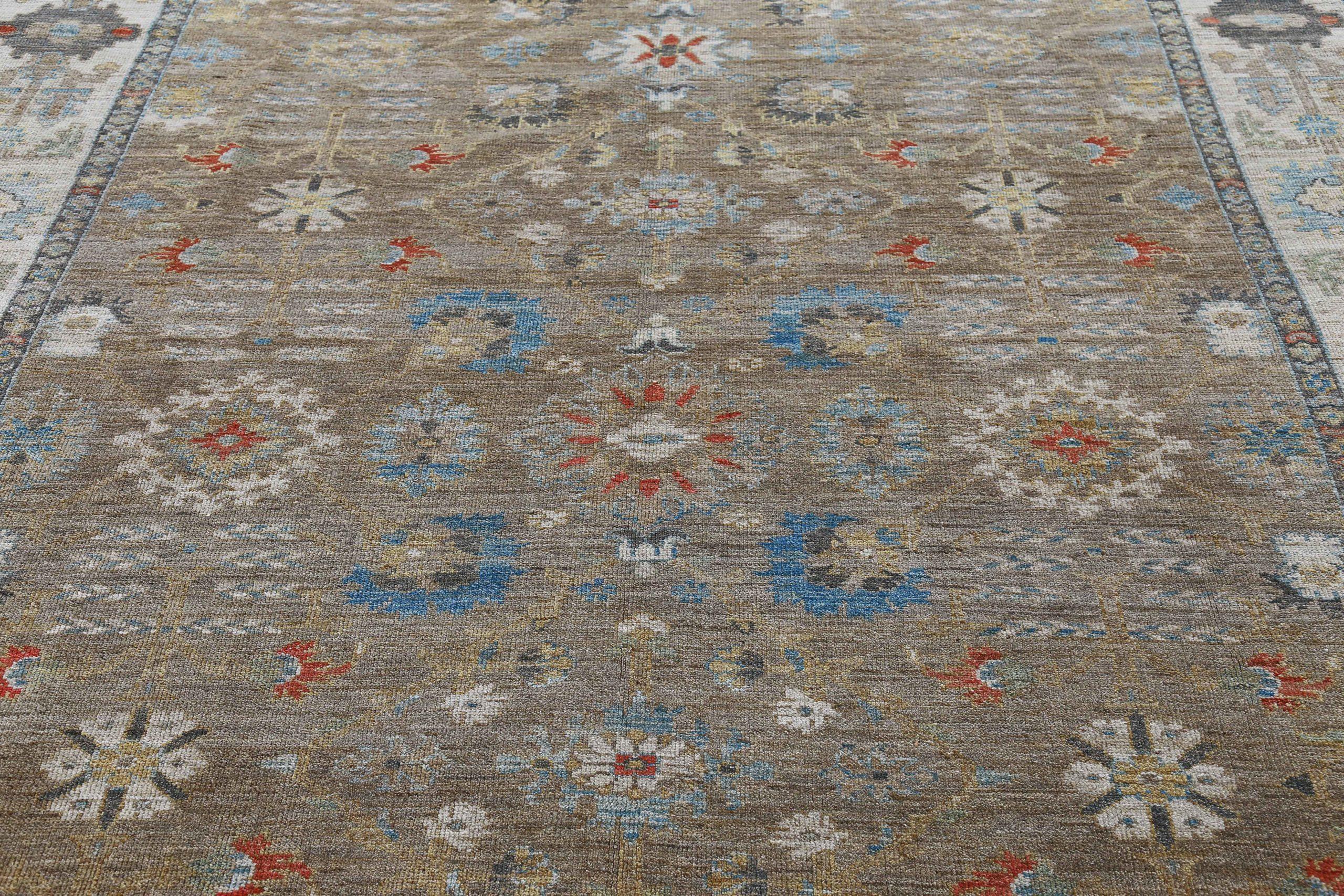 Afghanistan Sultanabad Bereich Teppiche CIRCA 1990 - Wolle Blau Braun Elfenbein - 90772 (Afghanisch) im Angebot