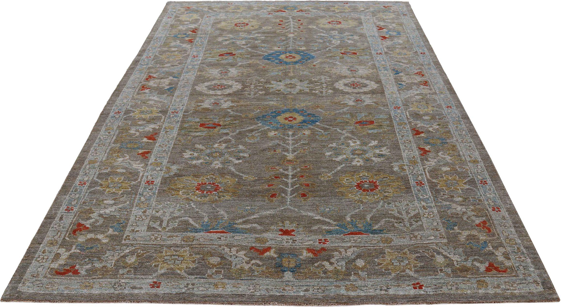 Entdecken Sie die Eleganz von Afghanistan Sultanabad mit Teppichen um 1990. Dieses exklusive Design aus Wolle und Blau-Braun-Gelb ist perfekt, um Ihren Raum zu verschönern.