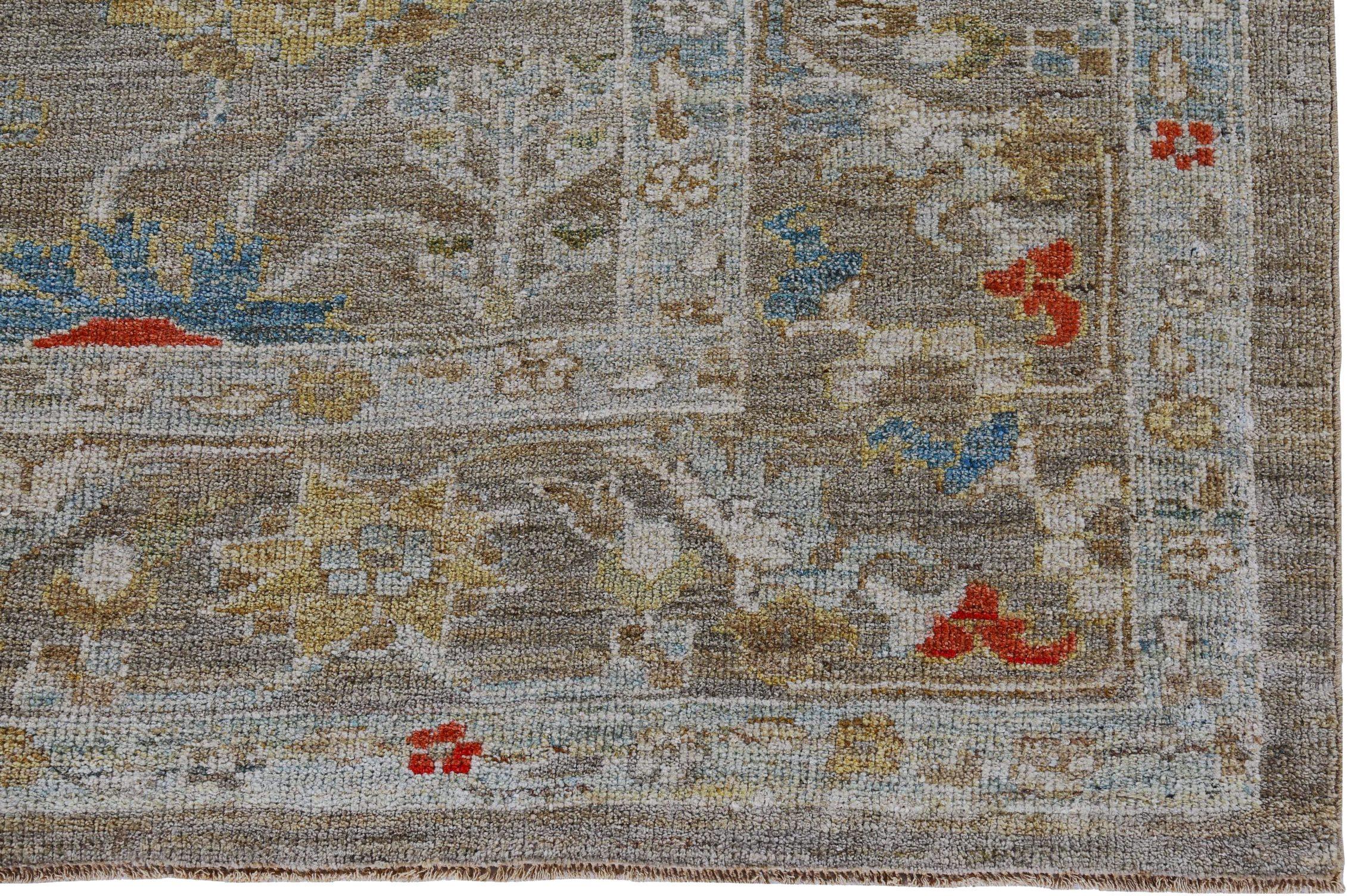 Afghanistan Sultanabad Bereich Teppiche Circa 1990 - Wolle Blau Braun Gelb - 90787 (20. Jahrhundert) im Angebot