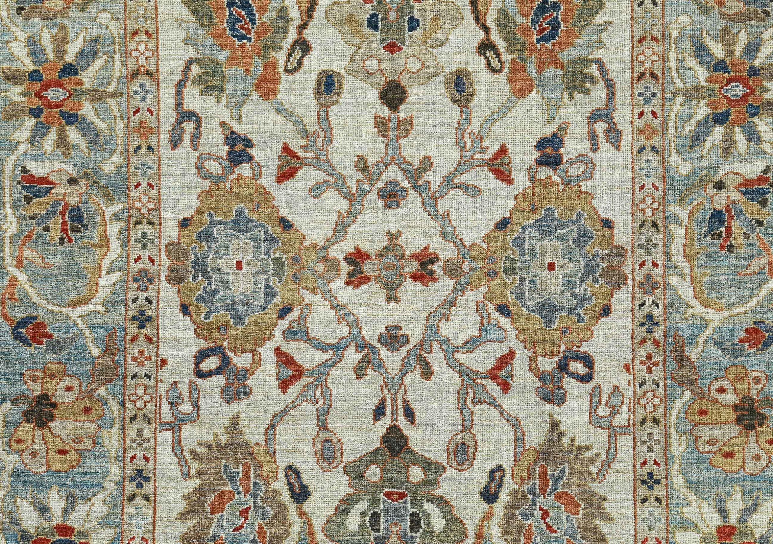 Afghanistan Sultanabad-Teppiche Circa 1990 - Wolle Blau Elfenbein Design - 90791 (Afghanisch) im Angebot