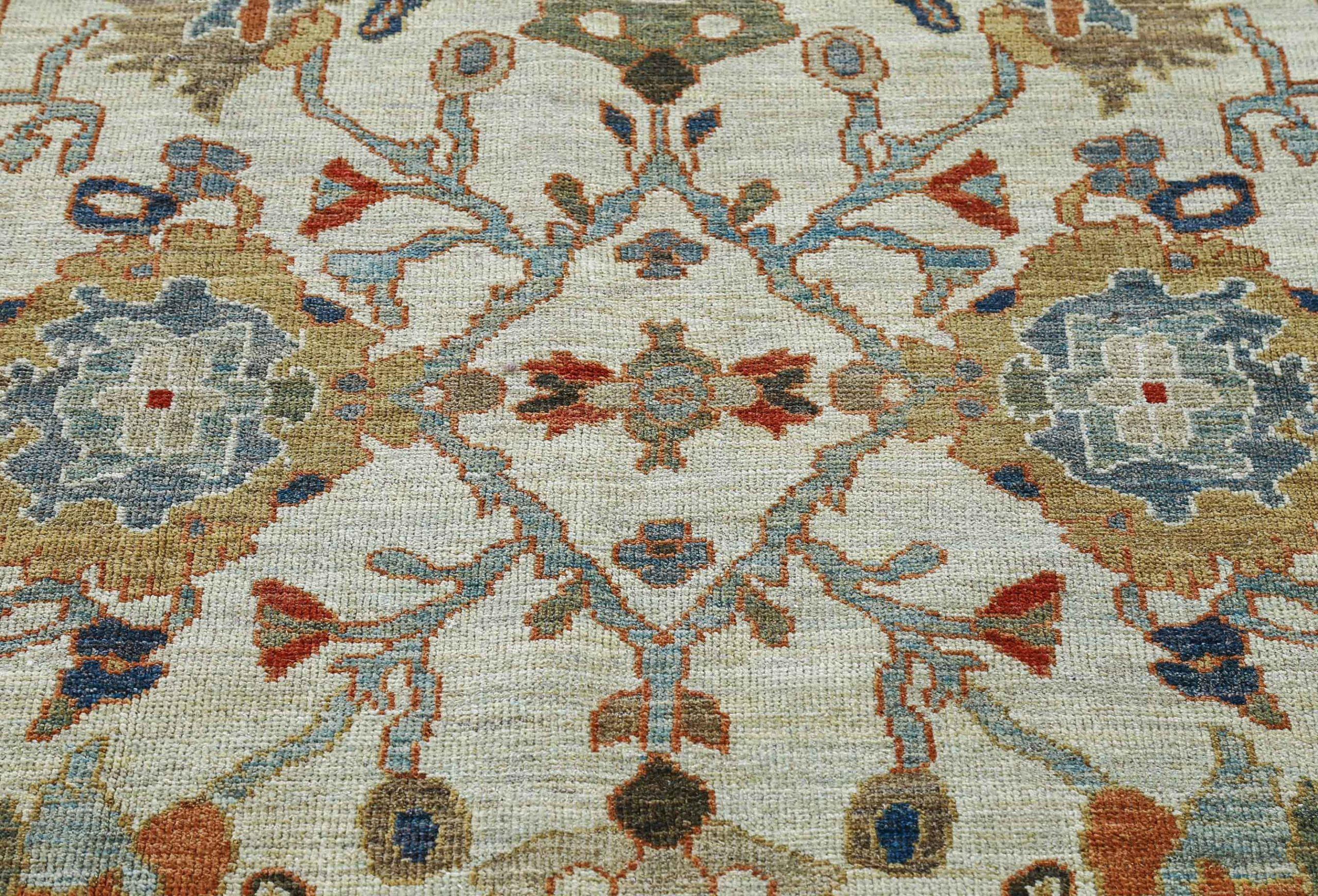 Afghanistan Sultanabad-Teppiche Circa 1990 - Wolle Blau Elfenbein Design - 90791 im Zustand „Hervorragend“ im Angebot in Dallas, TX