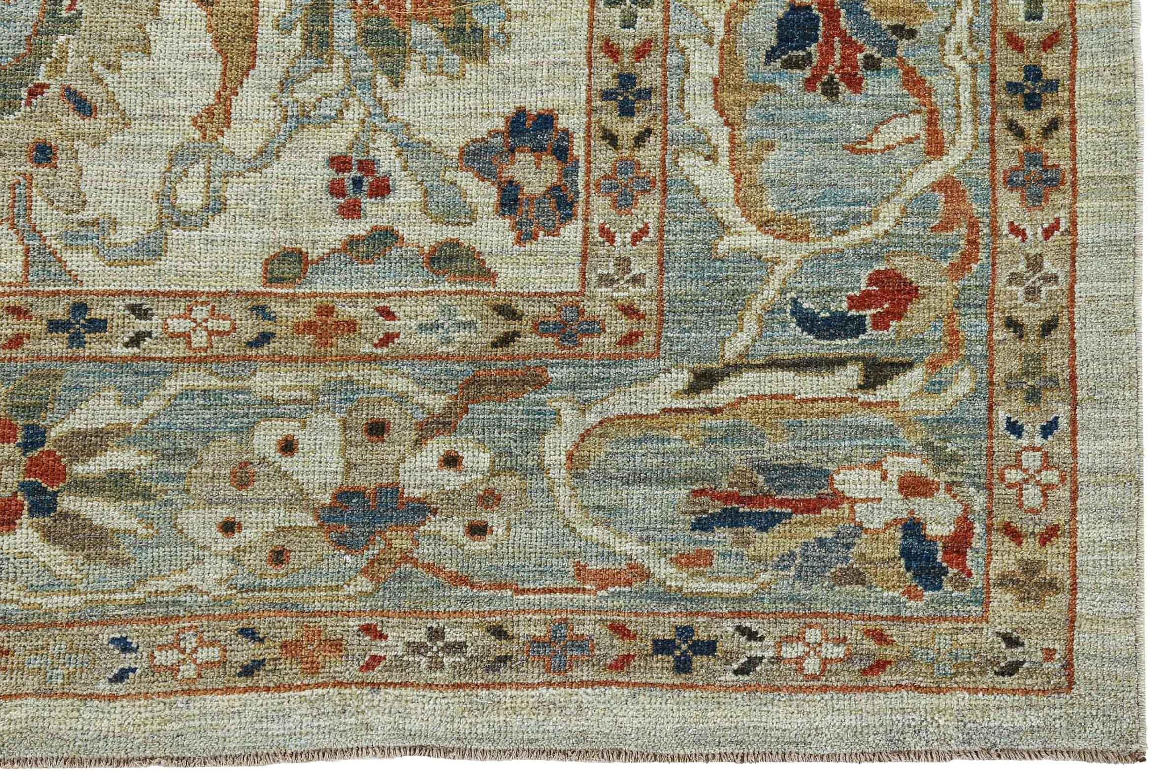 Afghanistan Sultanabad-Teppiche Circa 1990 - Wolle Blau Elfenbein Design - 90791 (20. Jahrhundert) im Angebot