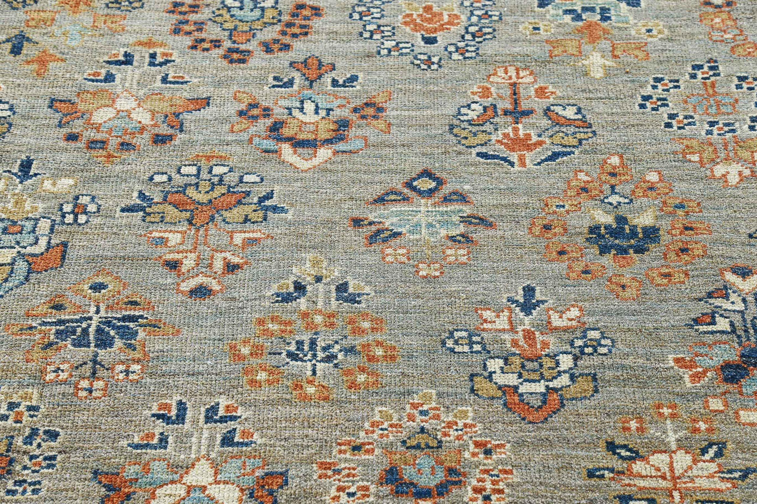 Afganistán Sultanabad Rugs Circa 1990 - Lana Azul Marfil Naranja - 90793 en Excelente estado para la venta en Dallas, TX