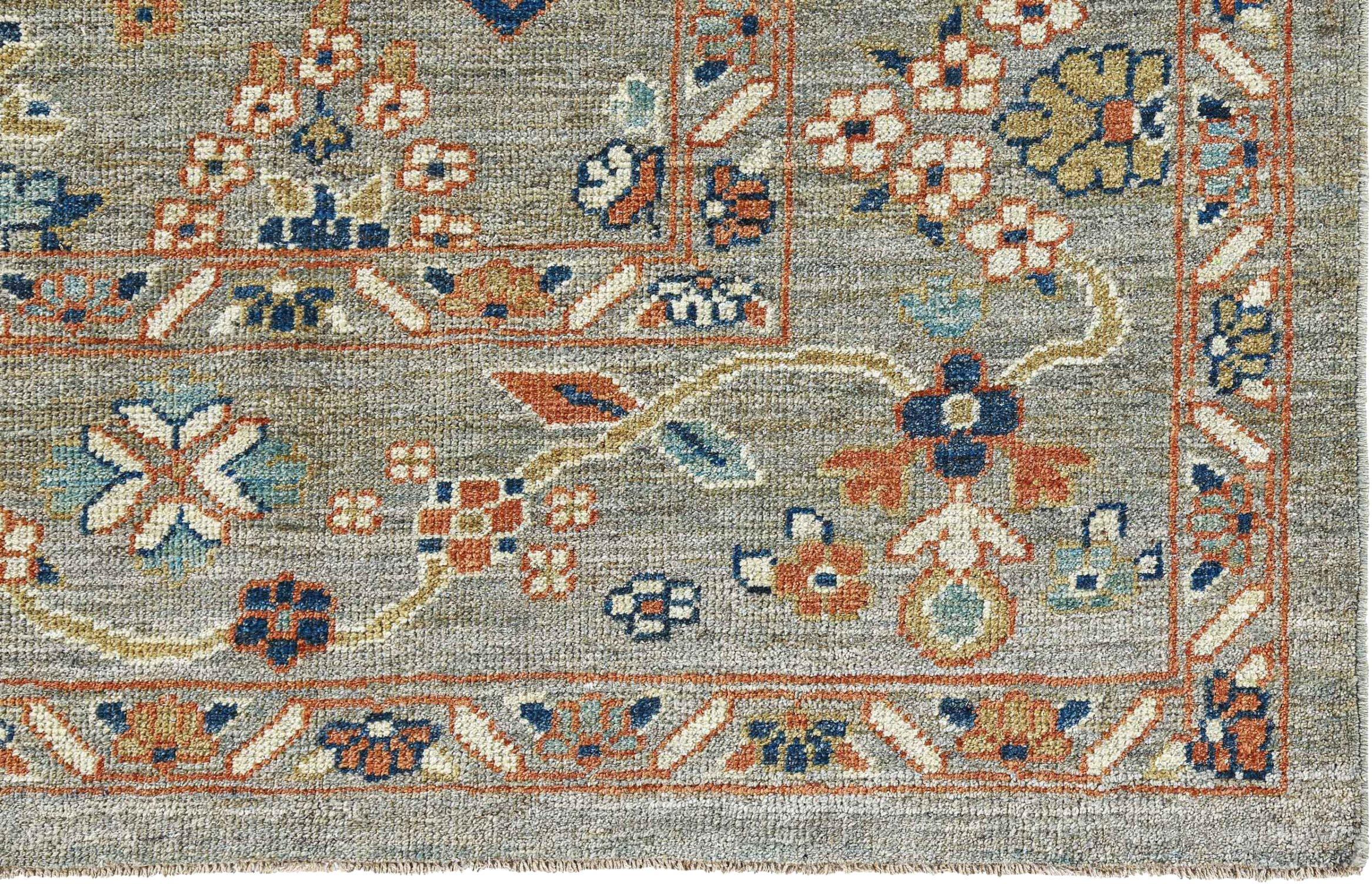 Afganistán Sultanabad Rugs Circa 1990 - Lana Azul Marfil Naranja - 90793 siglo XX en venta