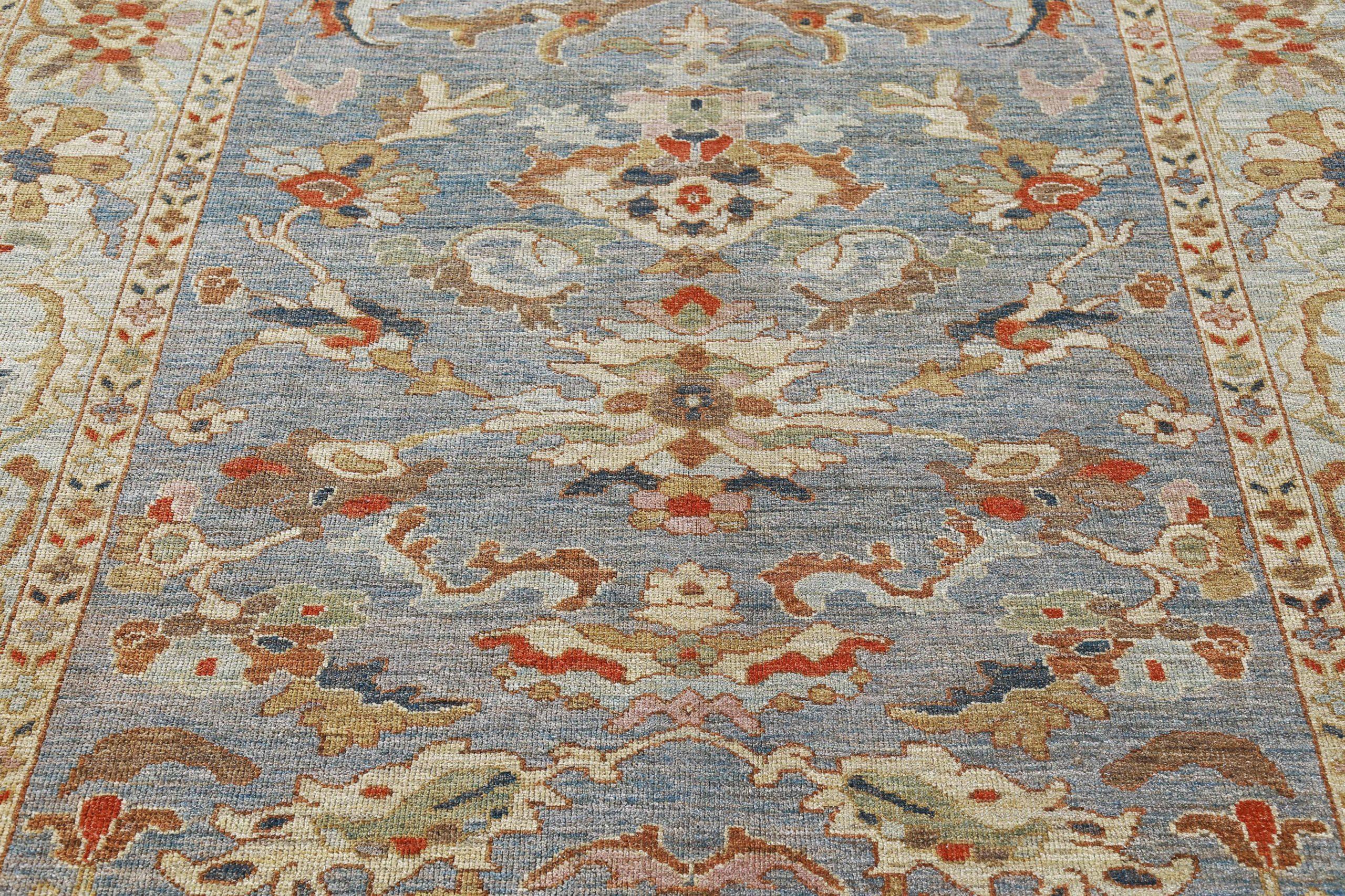 Afghanistan Sultanabad-Teppiche Circa 1990 - Wolle Blau Elfenbein Rot Design - 90900 (Afghanisch) im Angebot