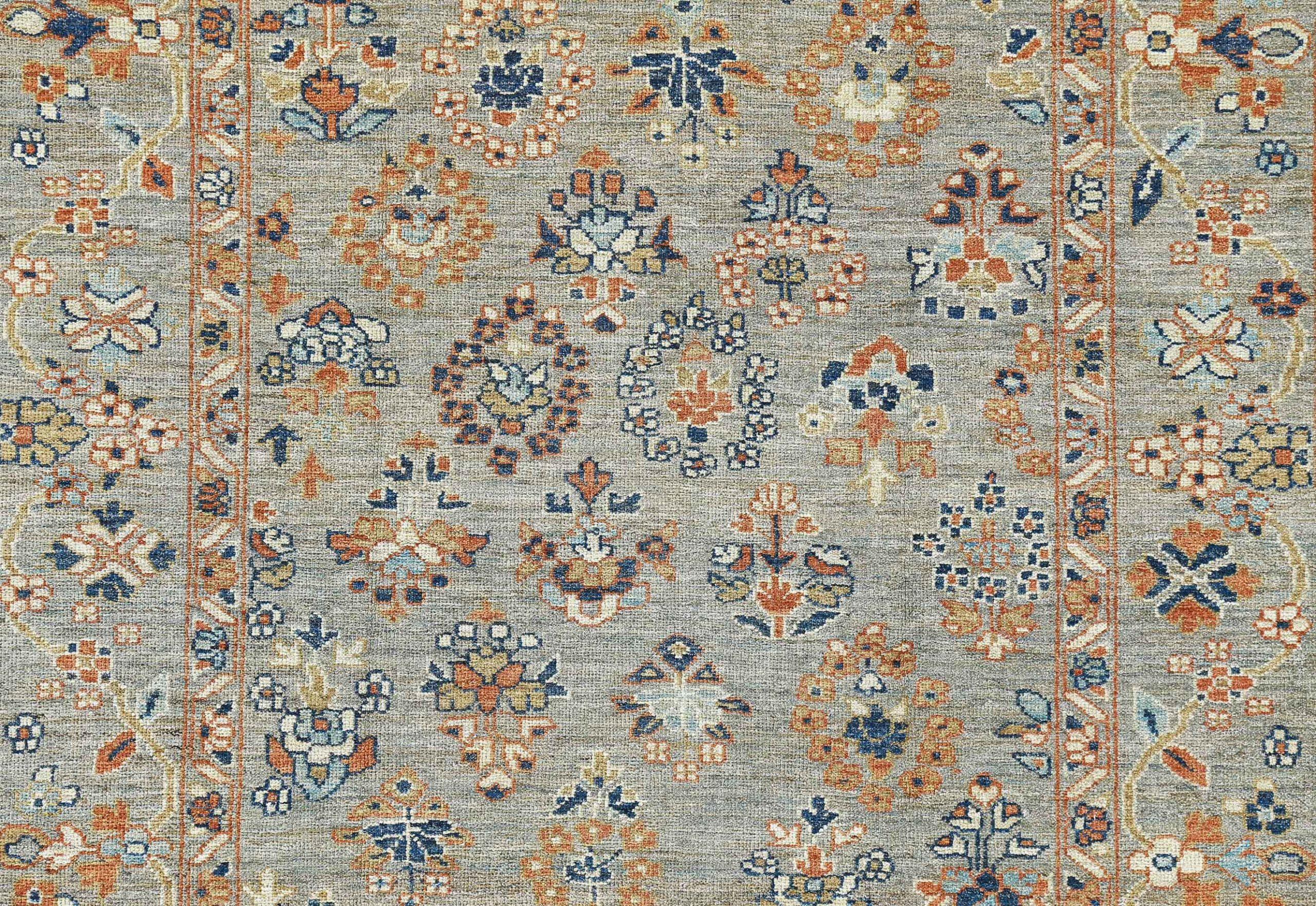 Afghanistan Sultanabad-Teppiche Circa 1990 - Wolle Elfenbein Orange Design - 90790 (Afghanisch) im Angebot