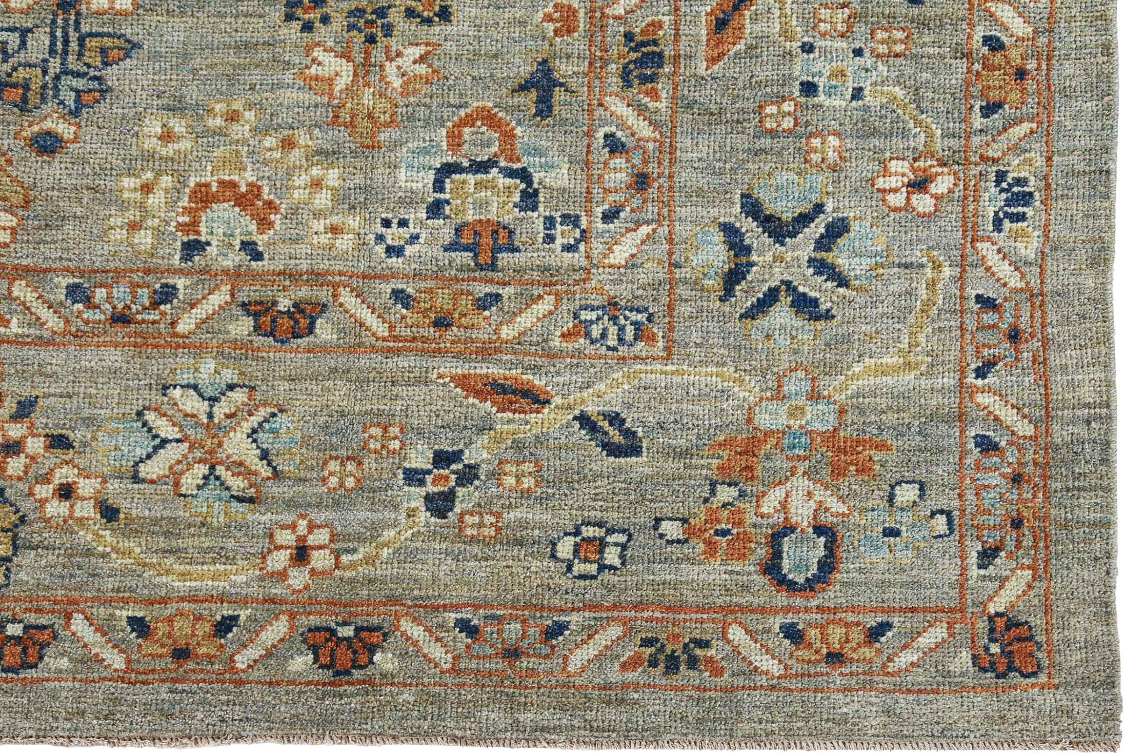 Afghanistan Sultanabad-Teppiche Circa 1990 - Wolle Elfenbein Orange Design - 90790 (20. Jahrhundert) im Angebot