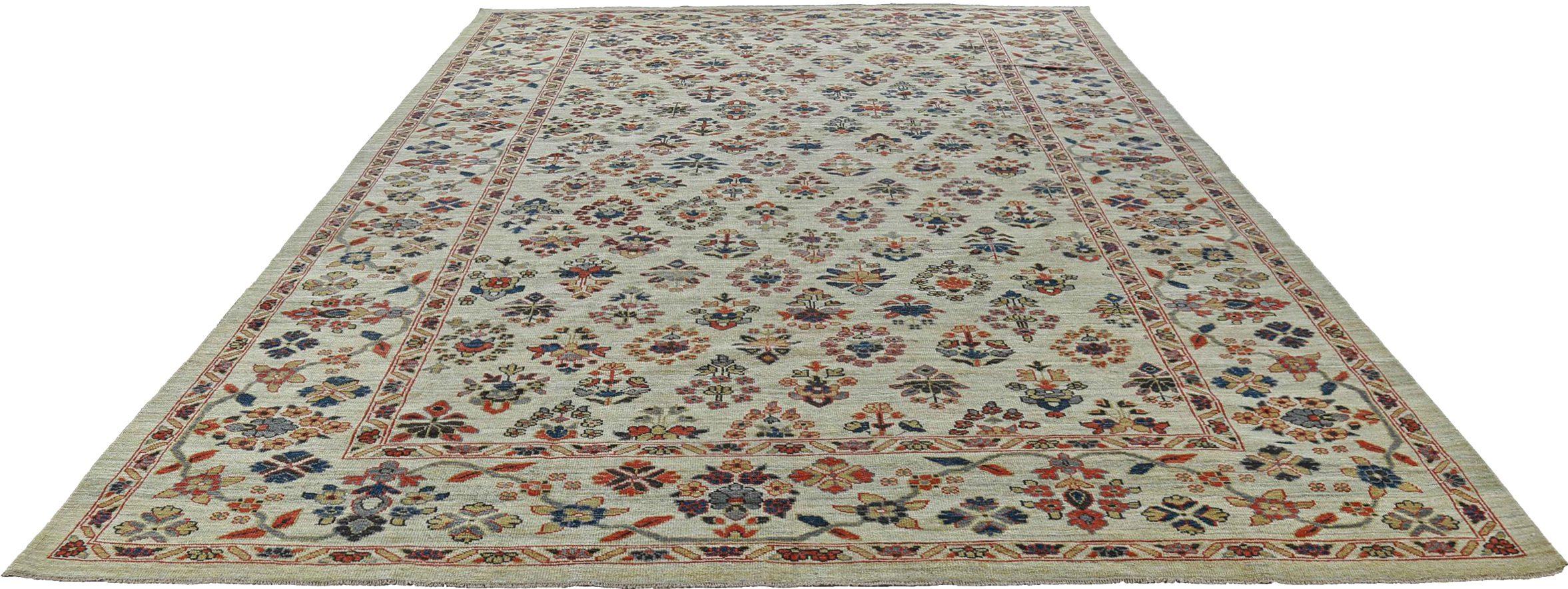 Entdecken Sie die Eleganz von Afghanistan Sultanabad mit Teppichen um 1990. Dieses exklusive Design aus Wolle und IvoryPinkRed eignet sich perfekt, um Ihren Raum zu verschönern.