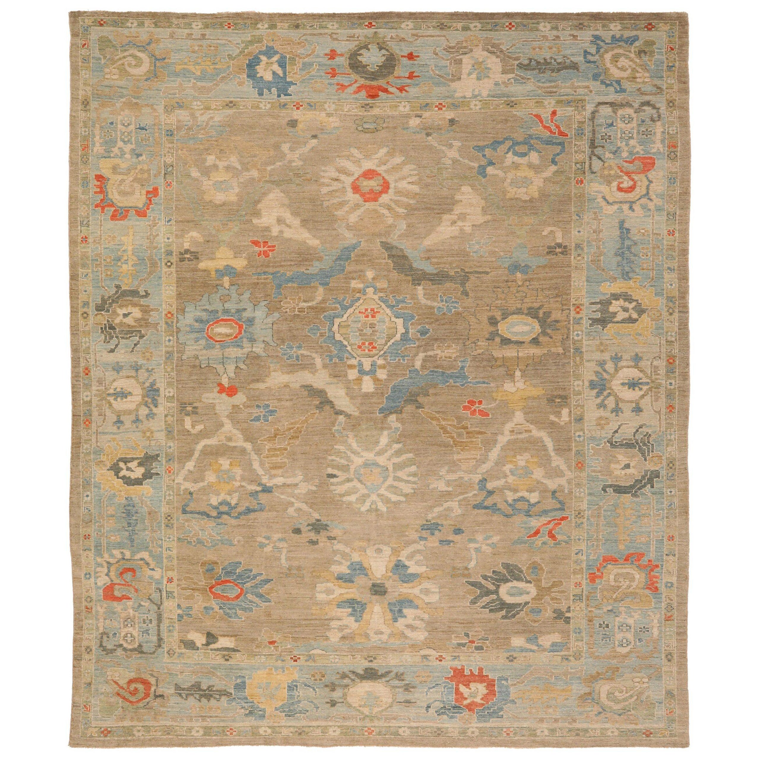 Afganistán Sultanabad Rugs - Lana Azul Marrón Topo - 93744