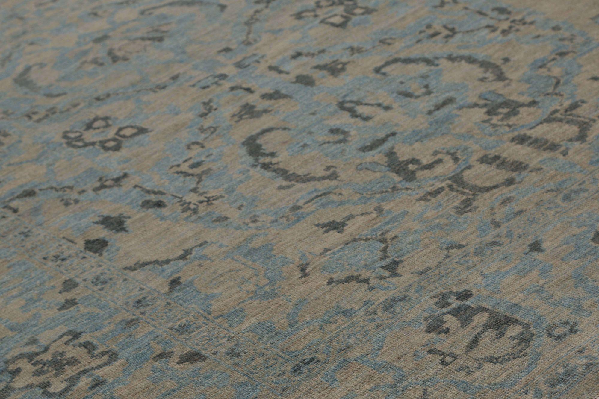 Afganistán Sultanabad Rugs - Lana Azul Marrón Topo - 96014 Tribal en venta