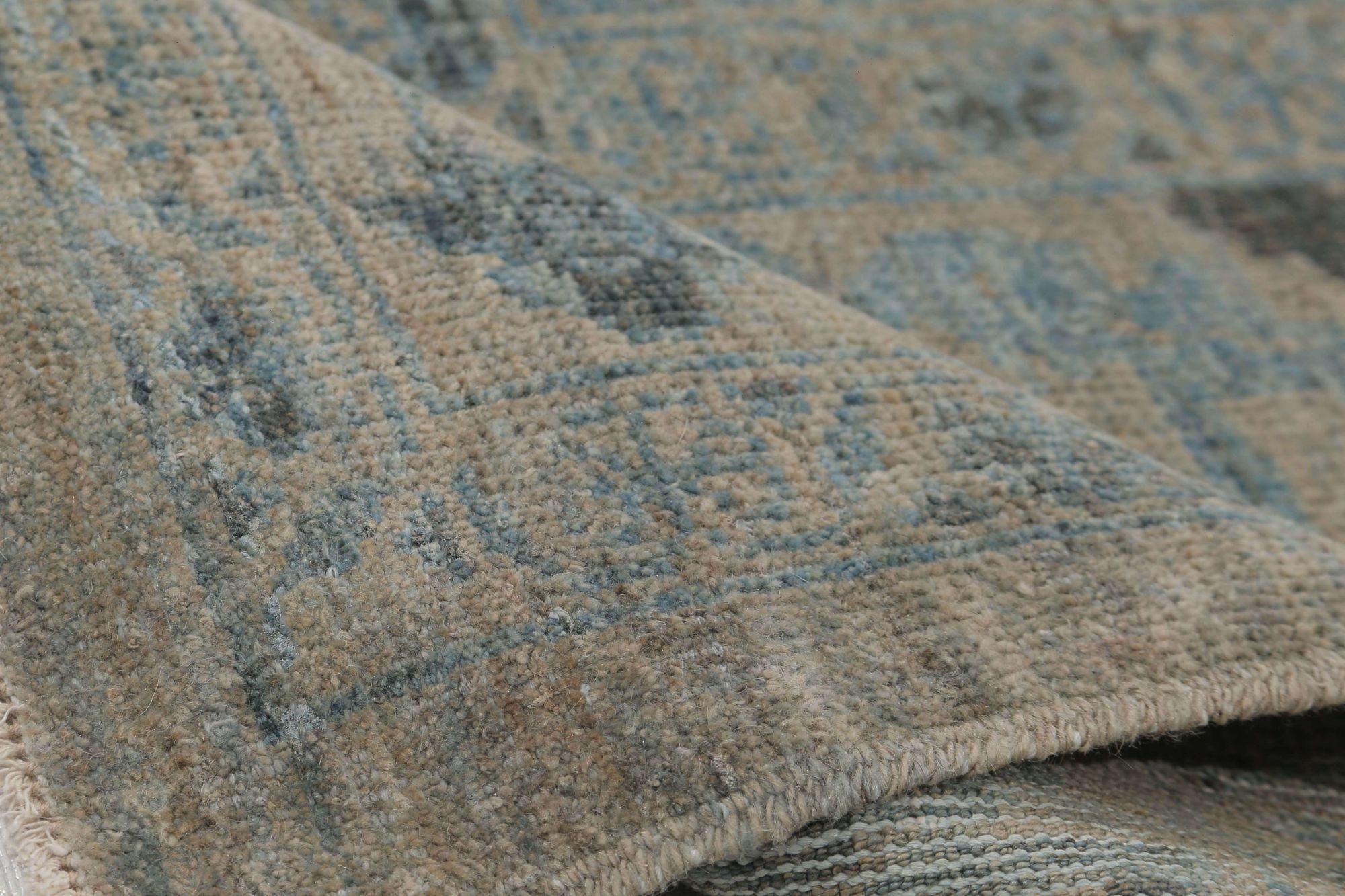 Afganistán Sultanabad Rugs - Lana Azul Marrón Topo - 96014 en Excelente estado para la venta en Dallas, TX