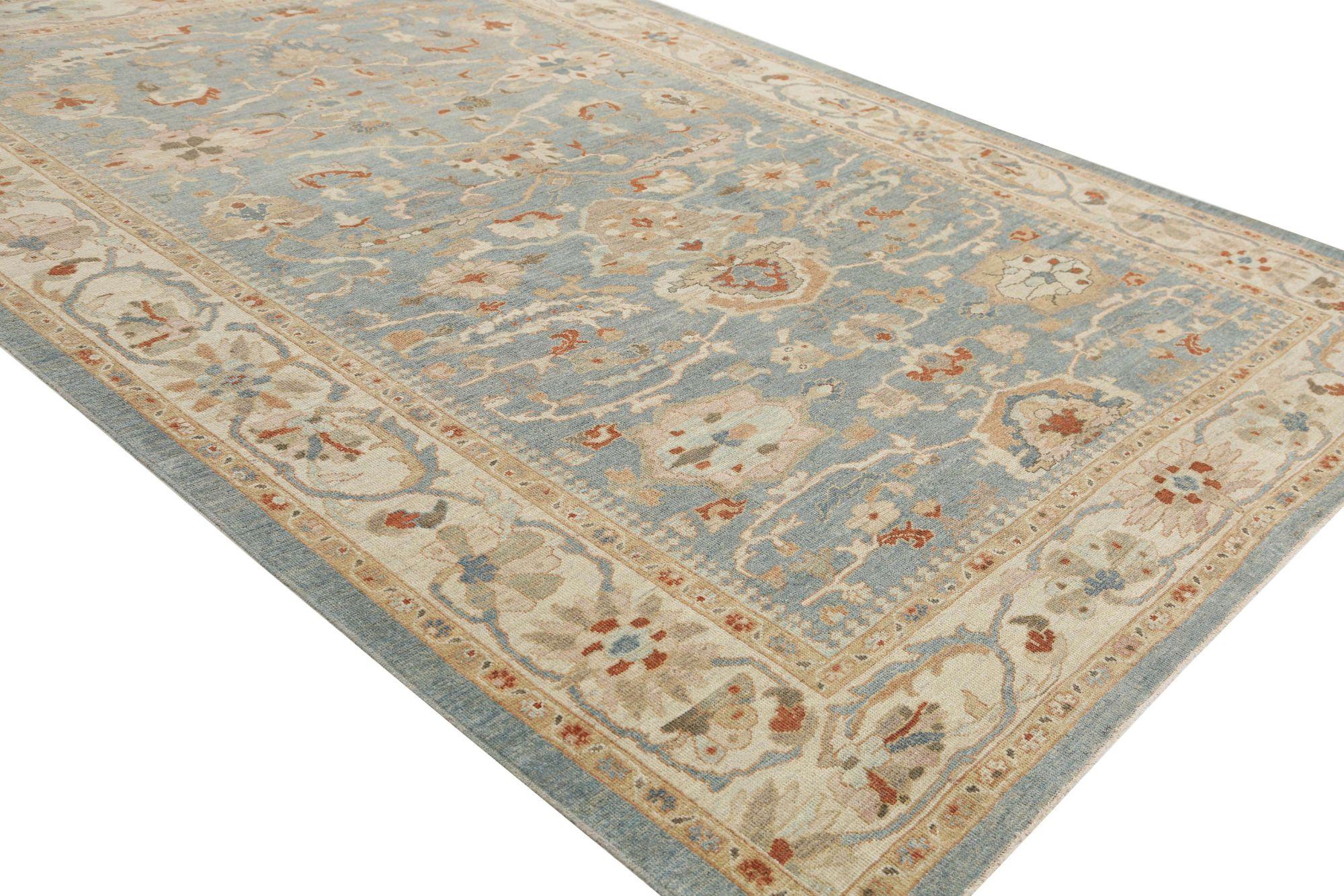 Afghano Tappeti per l'area Afghanistan Sultanabad Rugs - Disegno in lana blu grigio - 95879 in vendita