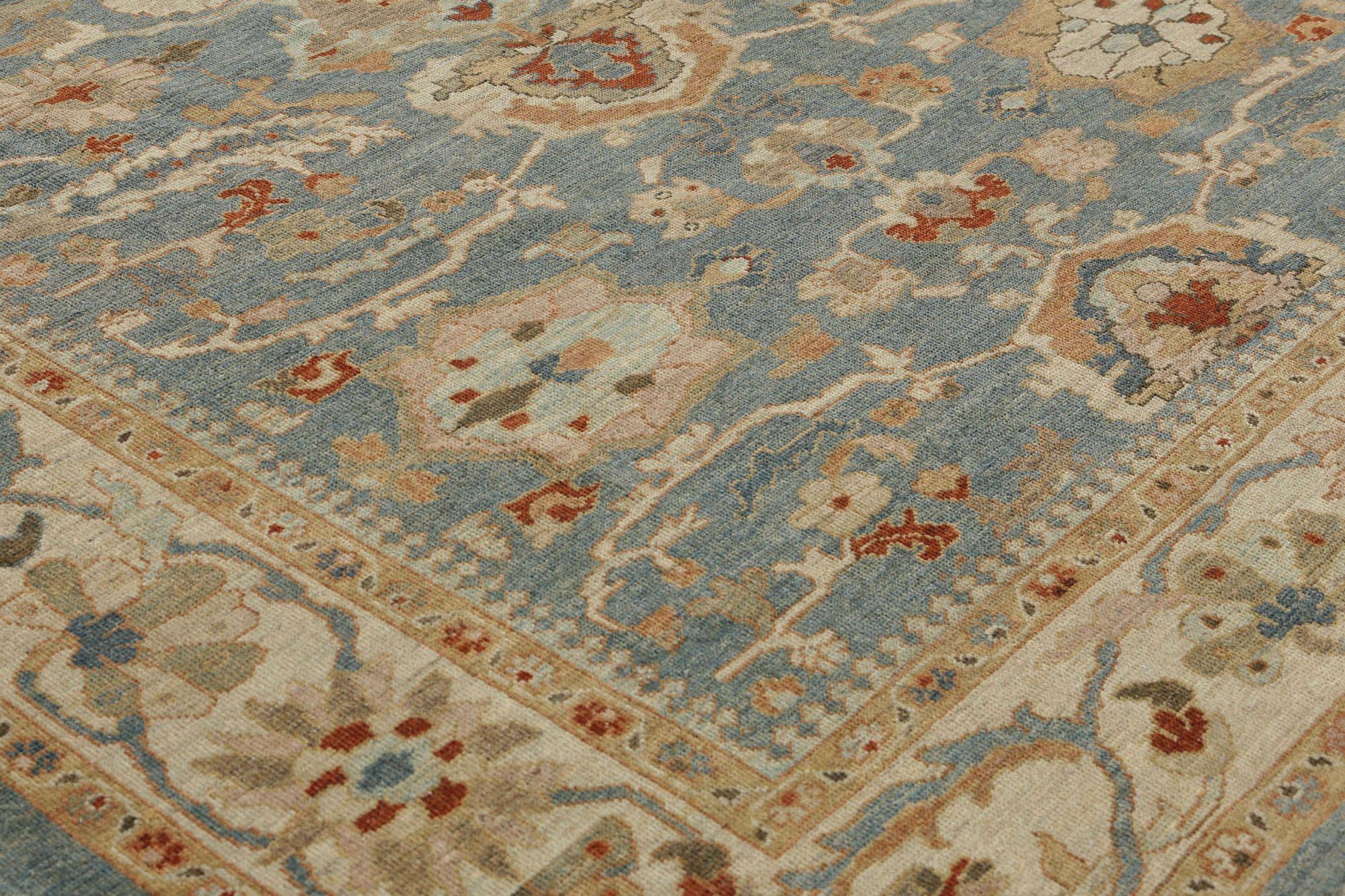 Annodato a mano Tappeti per l'area Afghanistan Sultanabad Rugs - Disegno in lana blu grigio - 95879 in vendita