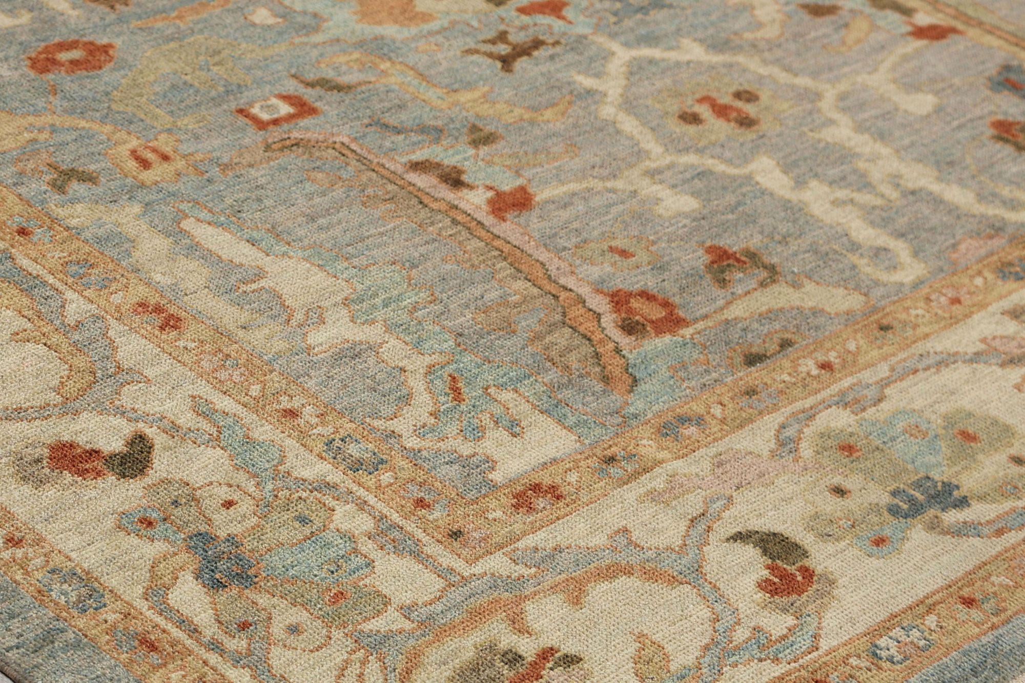 Afganistán Sultanabad Area Rugs - Lana Azul Gris Diseño - 95913 Afgano en venta