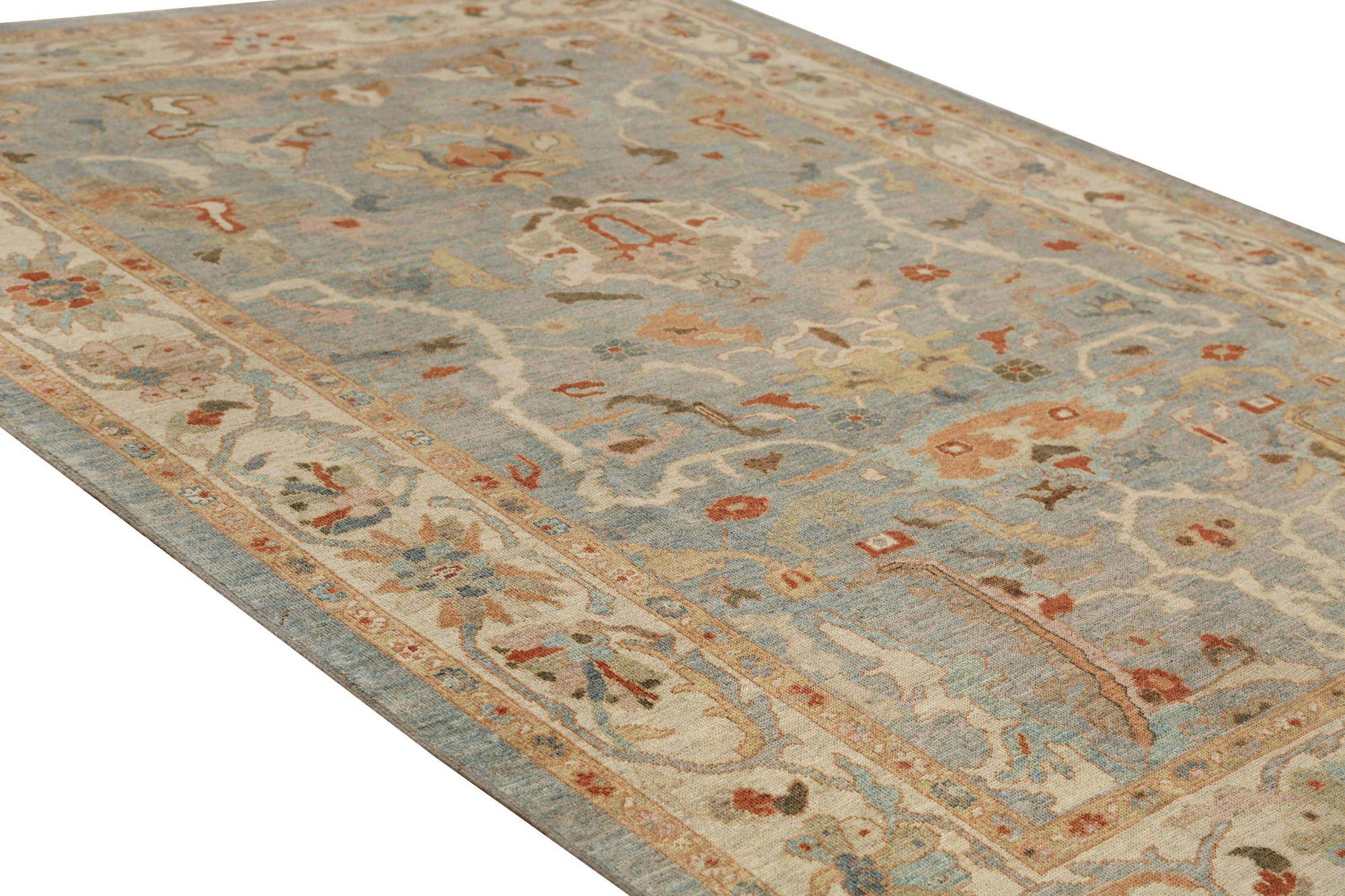 Afganistán Sultanabad Area Rugs - Lana Azul Gris Diseño - 95913 Anudado a mano en venta