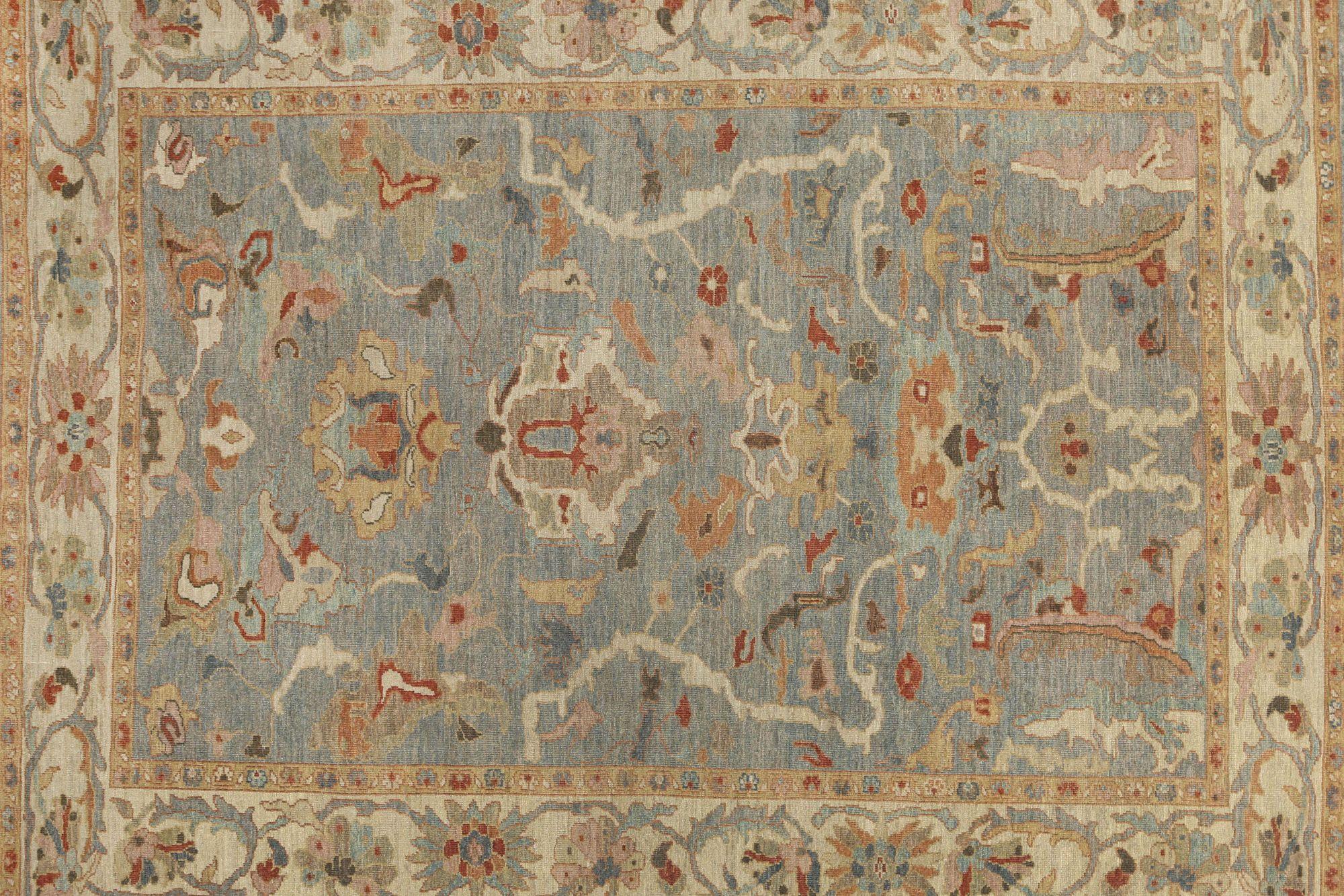 Afganistán Sultanabad Area Rugs - Lana Azul Gris Diseño - 95913 en Excelente estado para la venta en Dallas, TX