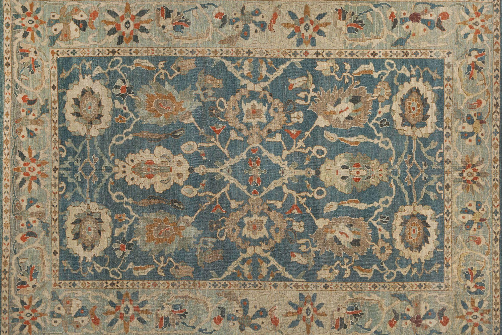Afganistán Sultanabad Area Rugs - Lana Azul Gris Diseño - 95919 Afgano en venta